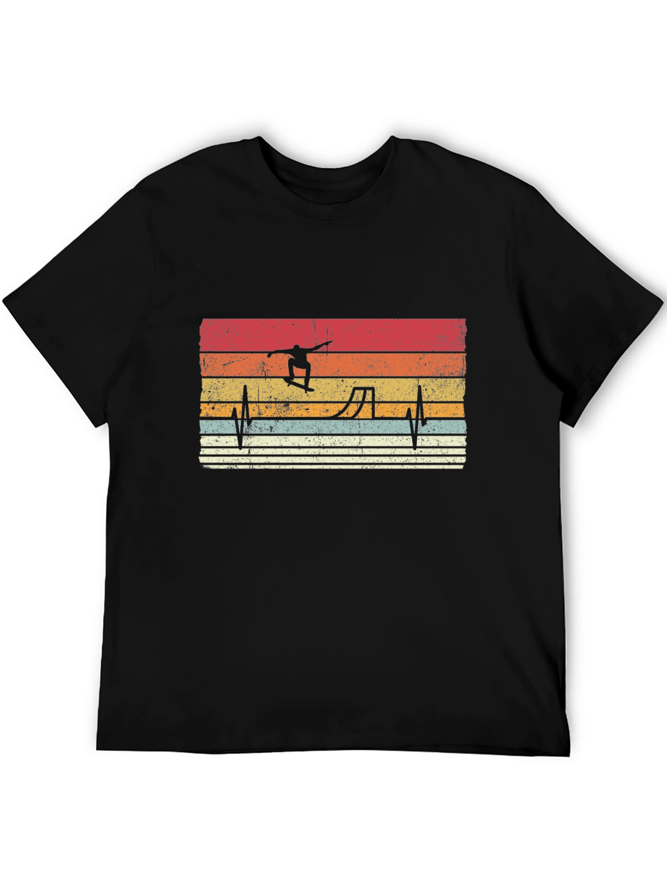 Retro Skateboarder Heartbeat Graphic Tee