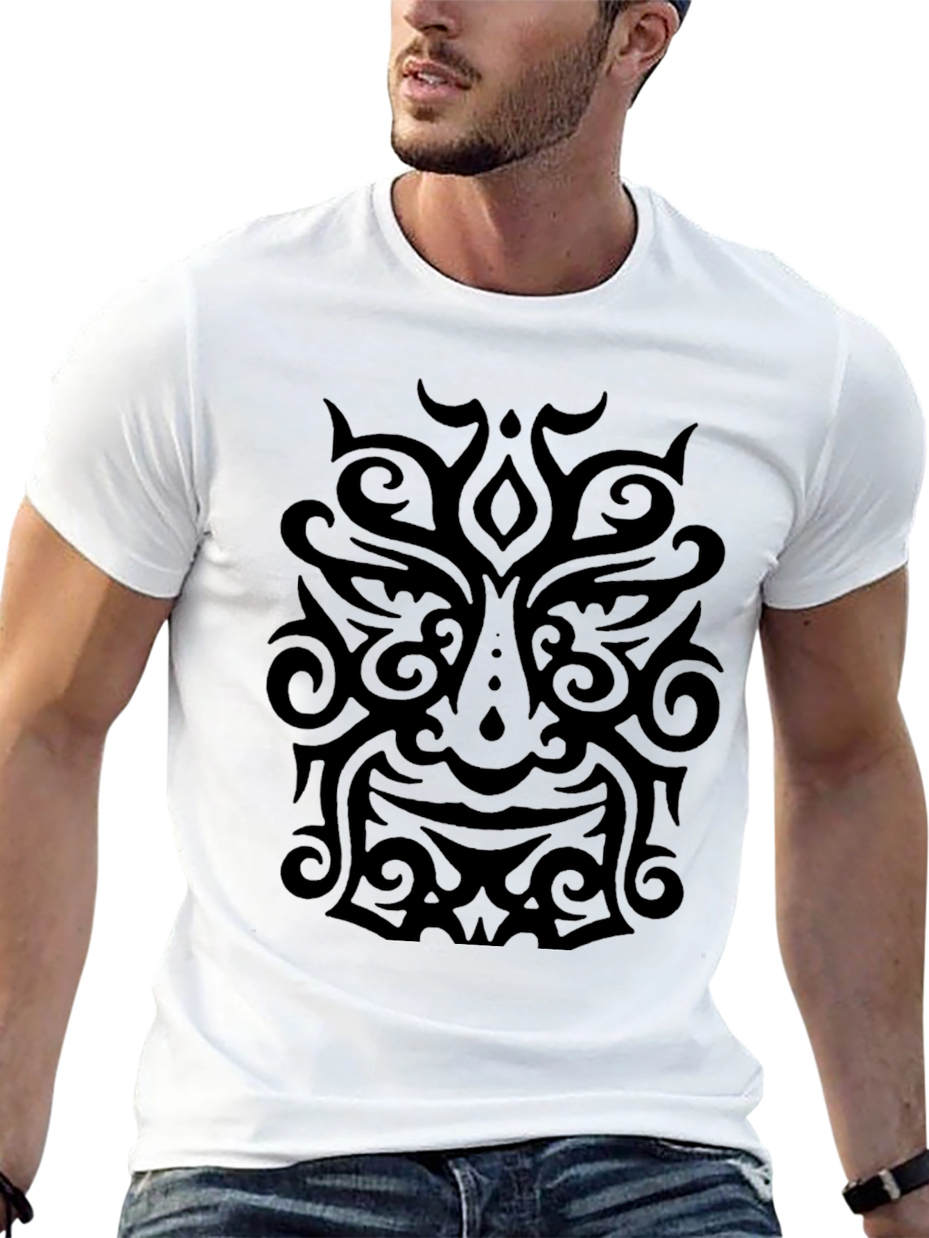 Tribal Mask Graphic Black T-Shirt