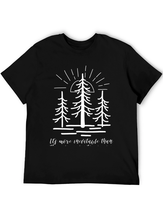 Mens Black Graphic Tee - Tree Design