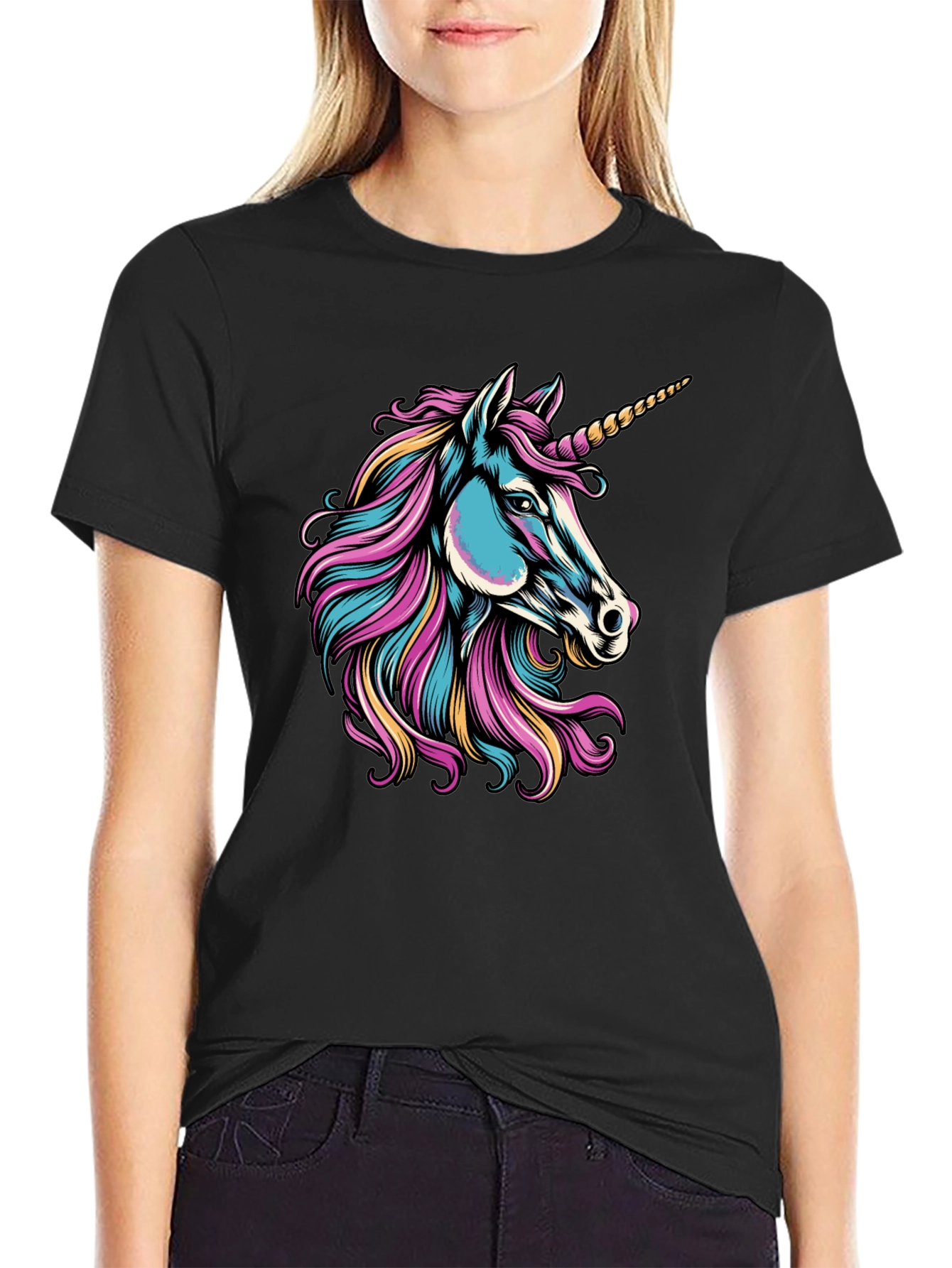 Unicorn Graphic Black T-Shirt