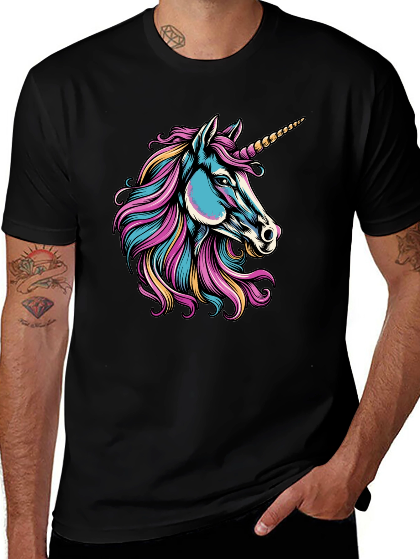 Unicorn Graphic Black T-Shirt