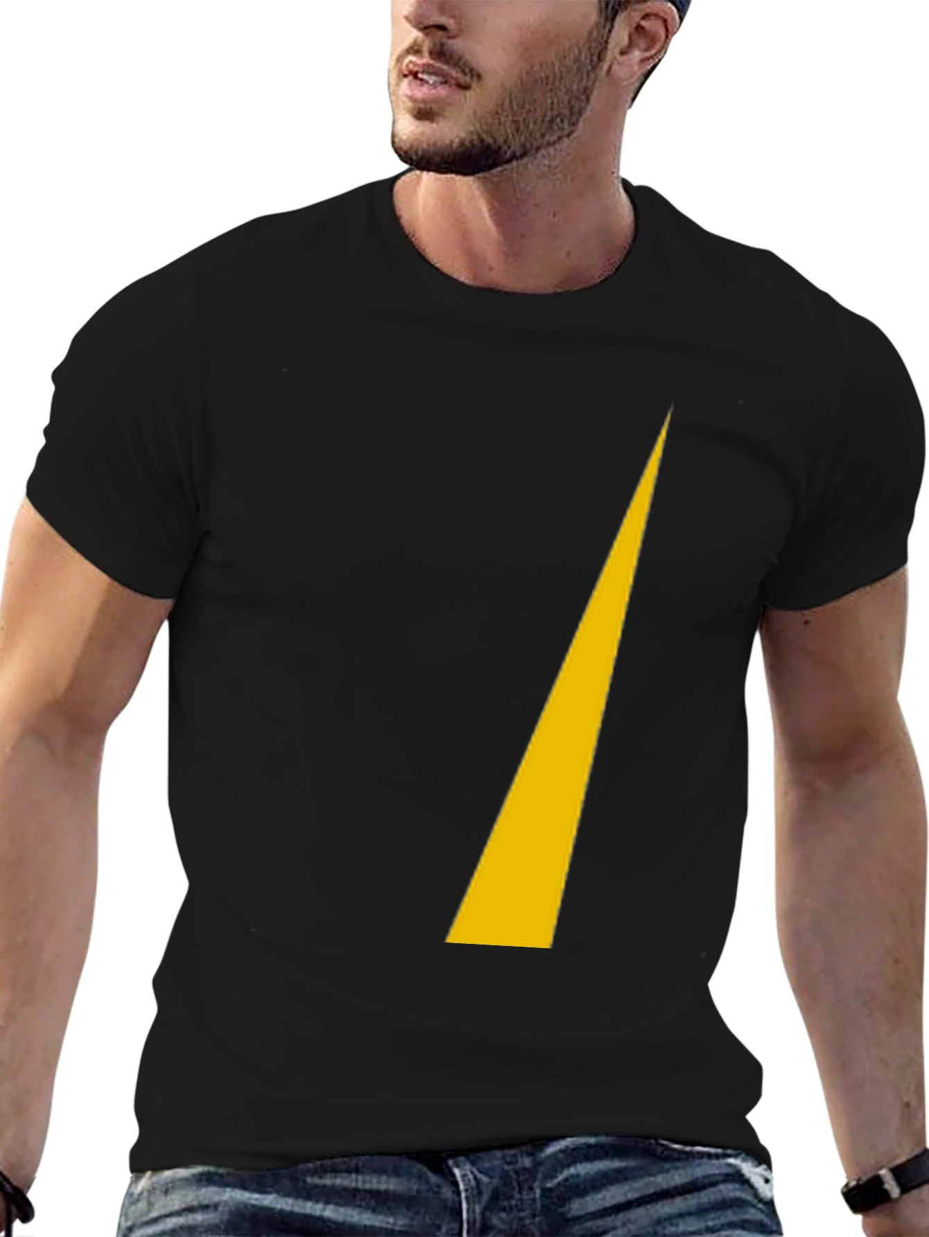 Mens Black T-Shirt with Yellow Graphic