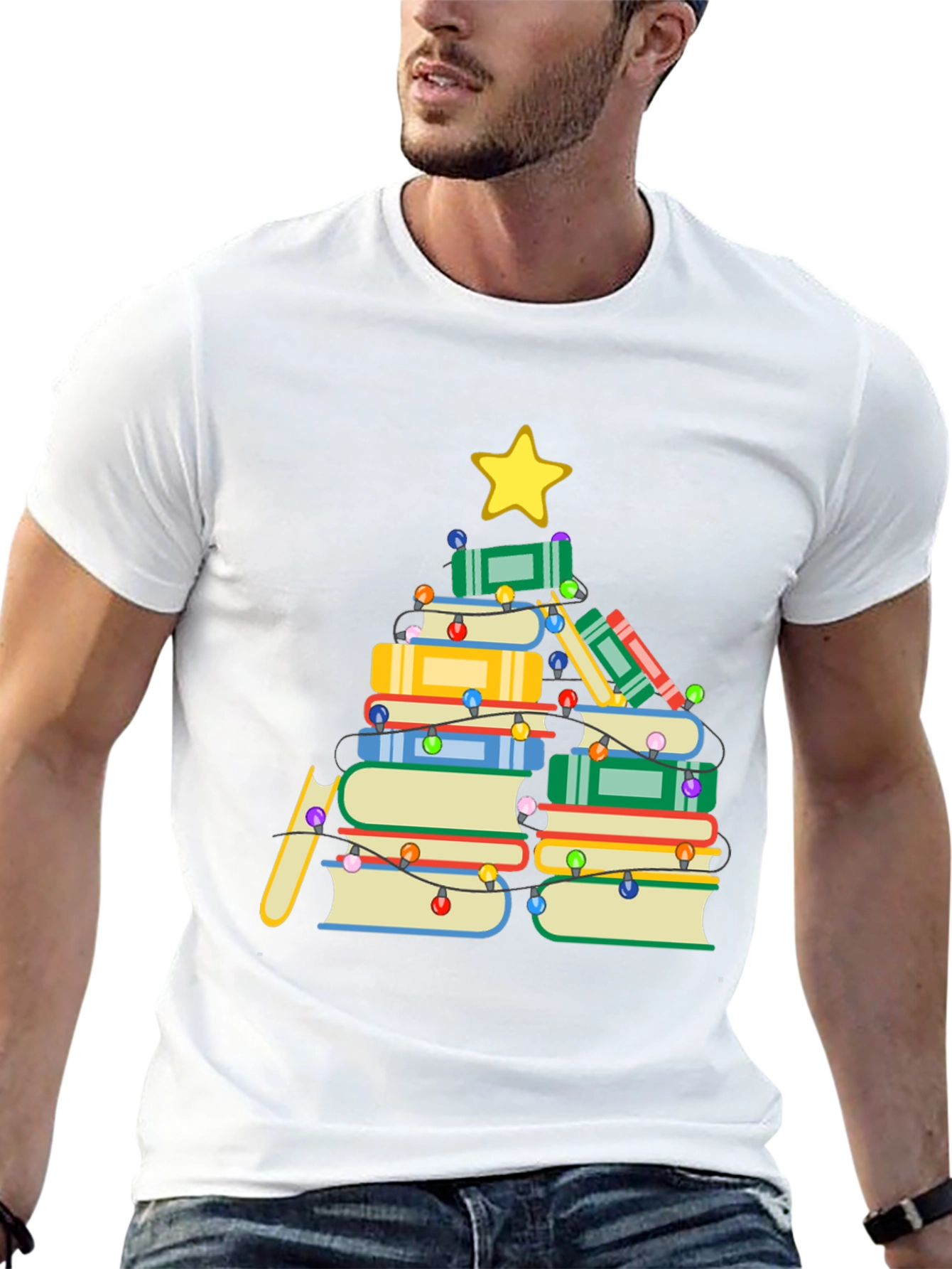 Book Christmas Tree T-Shirt - Holiday Reading