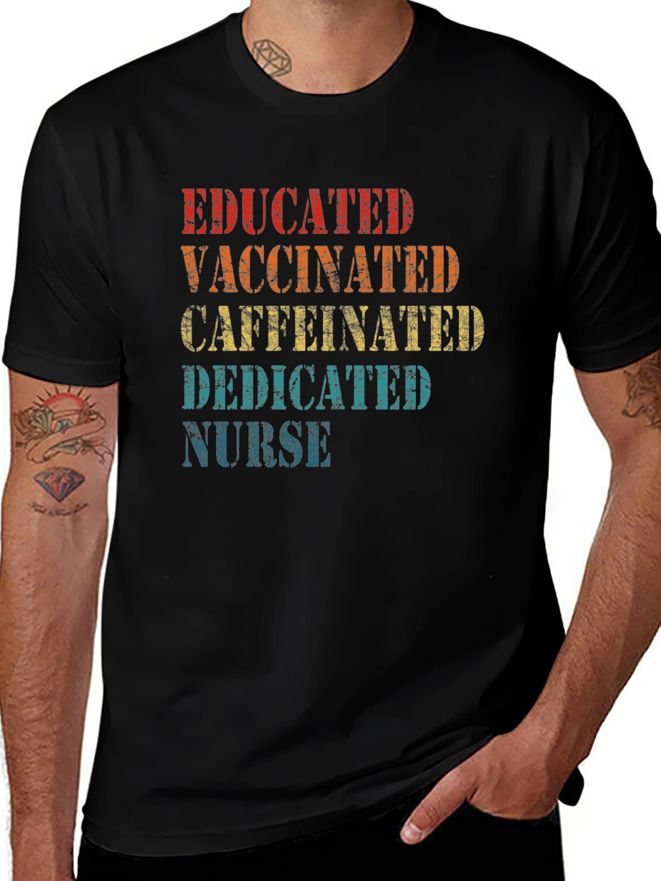 Educated Vaccinated Caffeinated Dedicated Nurse T-Shirt