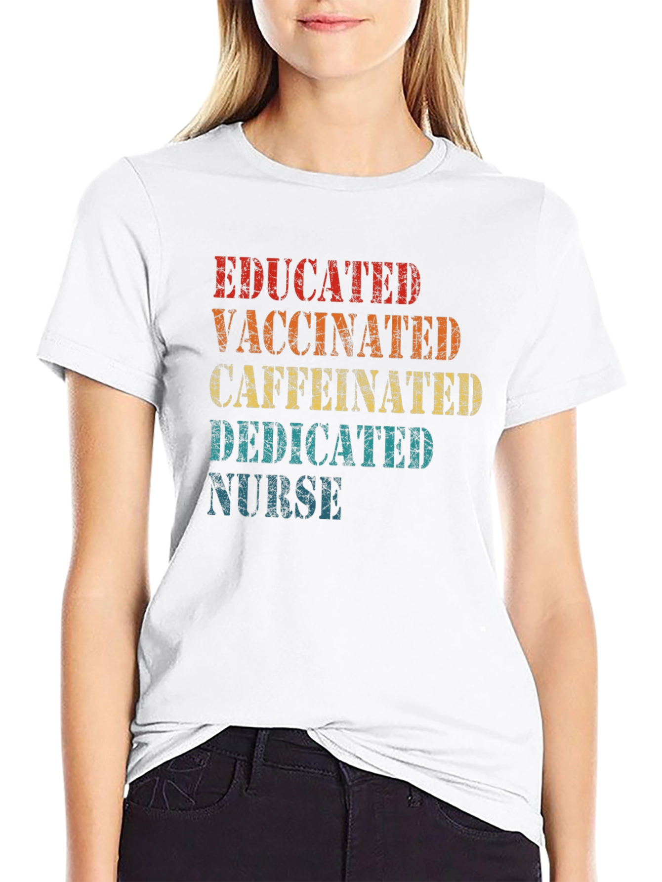 Educated Vaccinated Caffeinated Dedicated Nurse T-Shirt