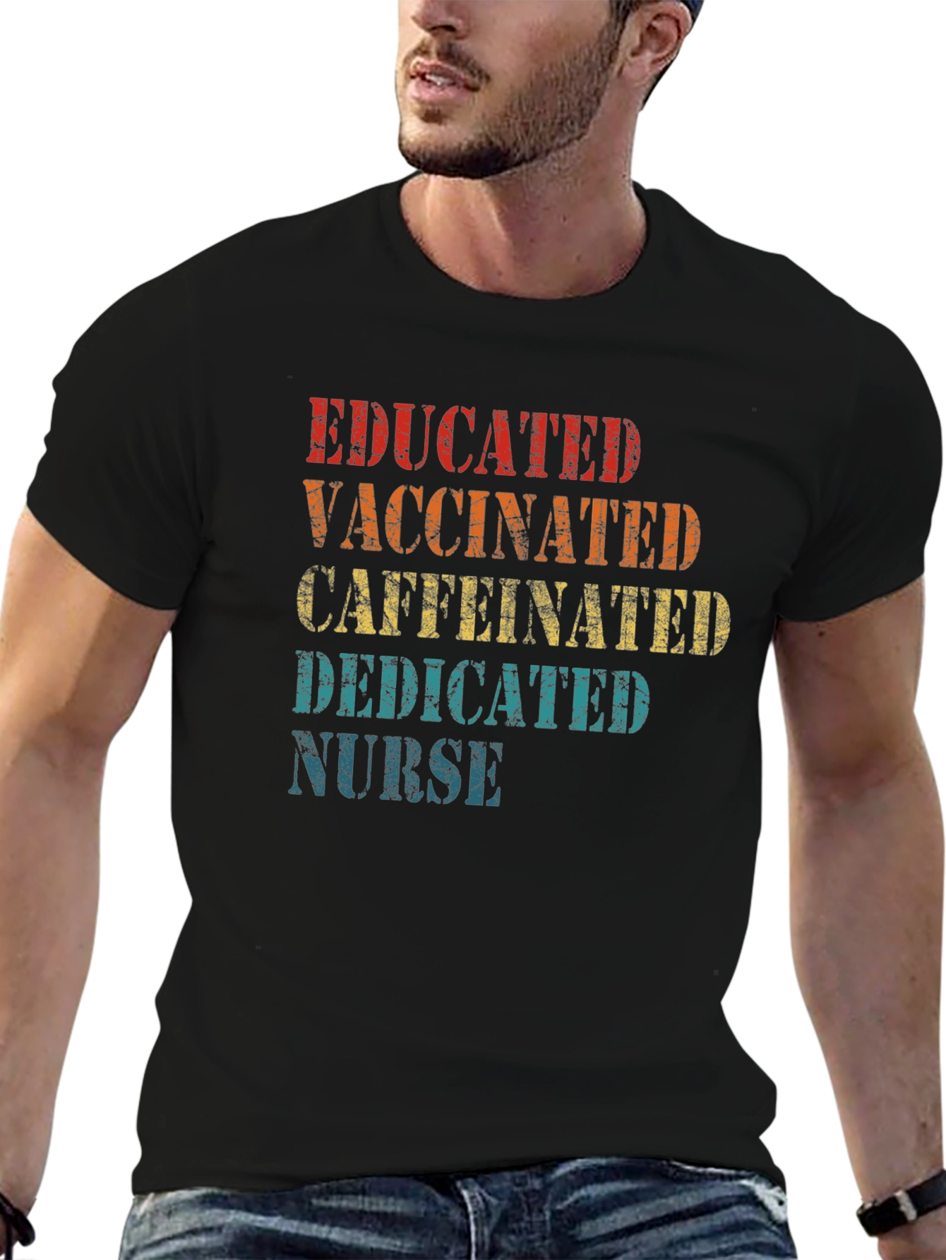 Educated Vaccinated Caffeinated Dedicated Nurse T-Shirt