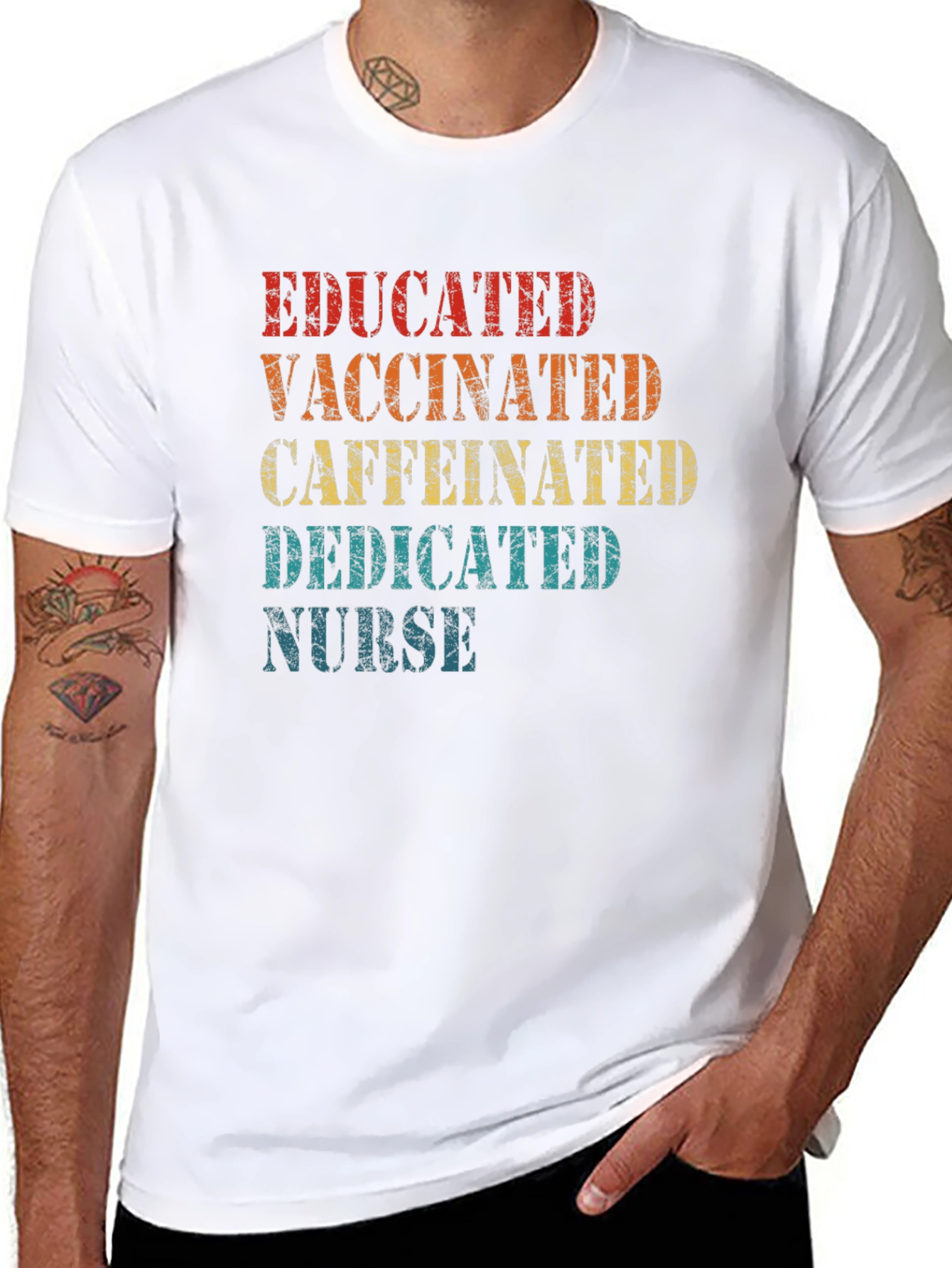 Educated Vaccinated Caffeinated Dedicated Nurse T-Shirt