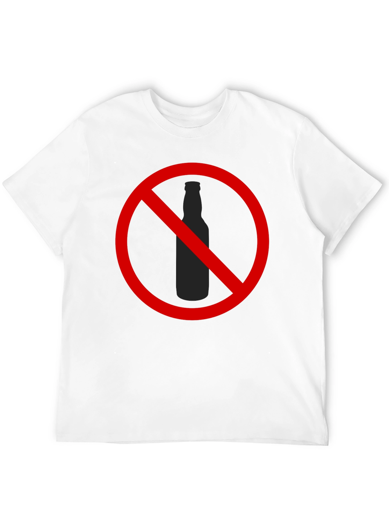No Alcohol T-Shirt - Black Crew Neck Novelty Tee
