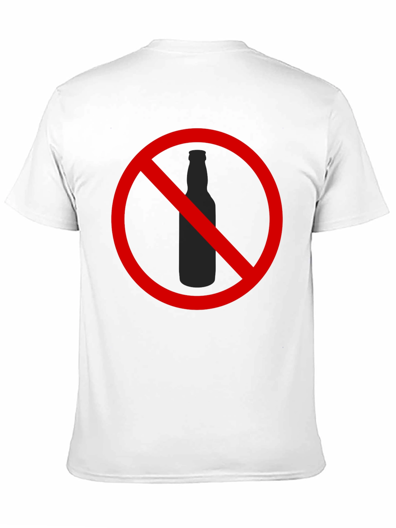 No Alcohol T-Shirt - Black Crew Neck Novelty Tee