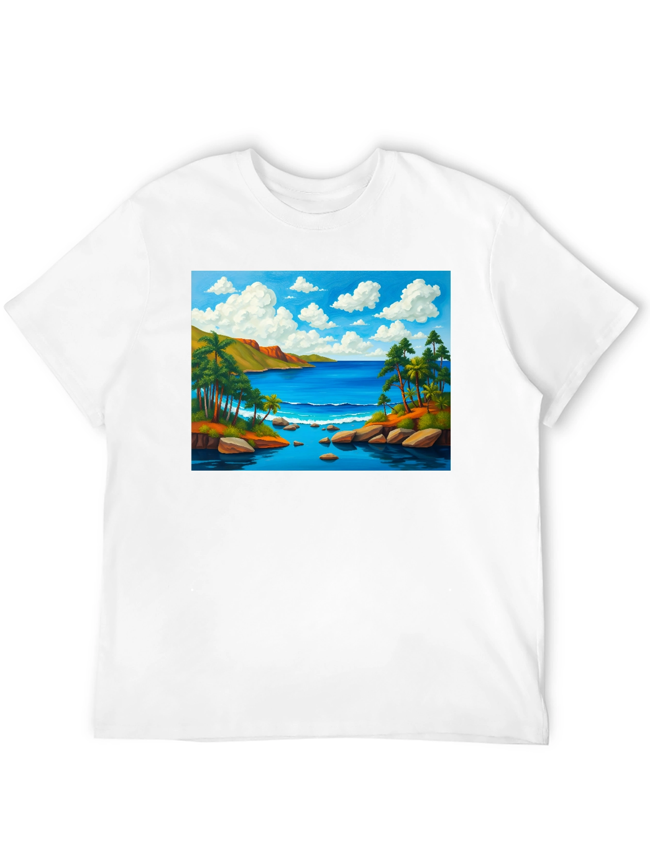 Tropical Beach T-Shirt - Black