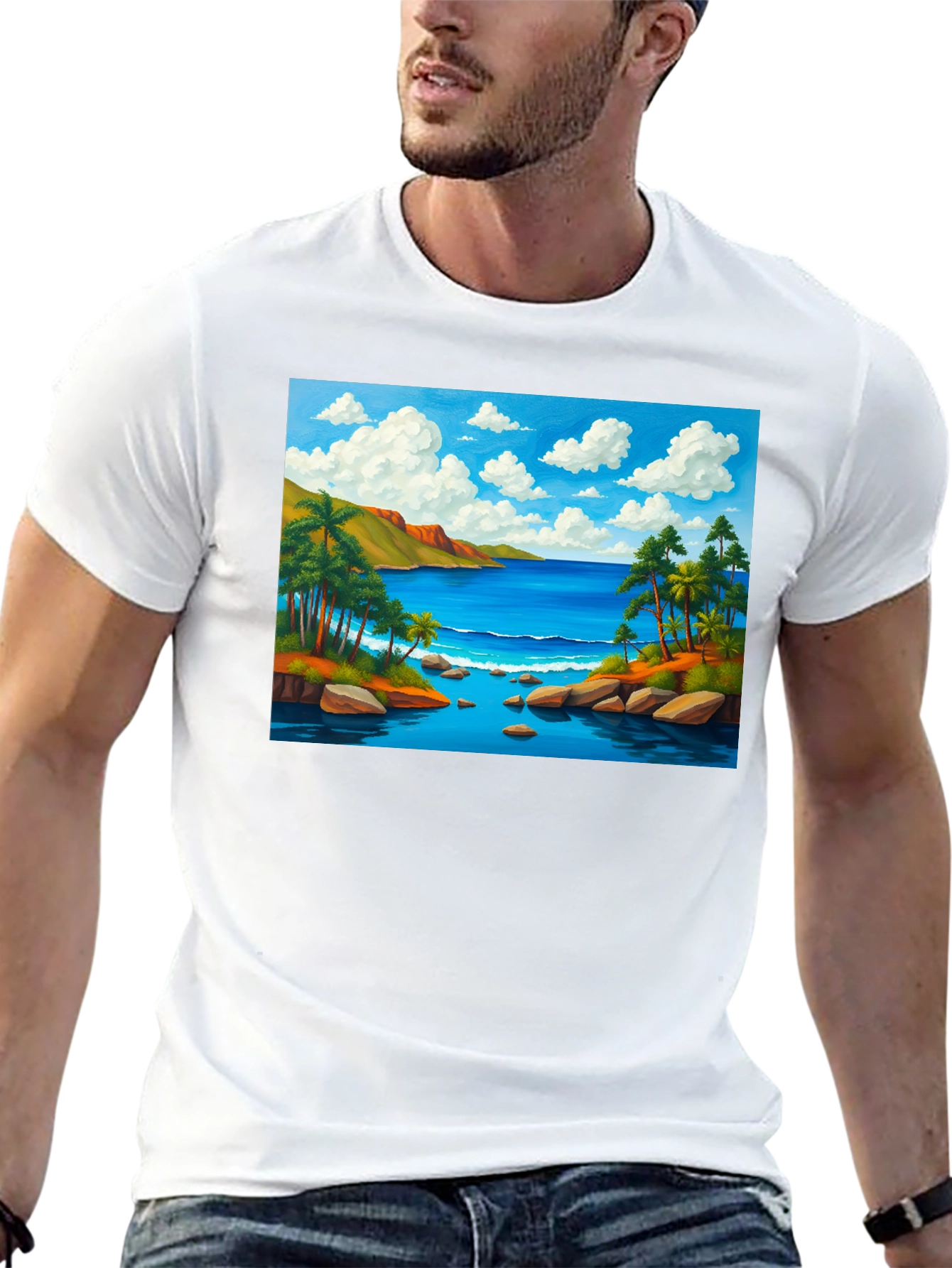 Tropical Beach T-Shirt - Black