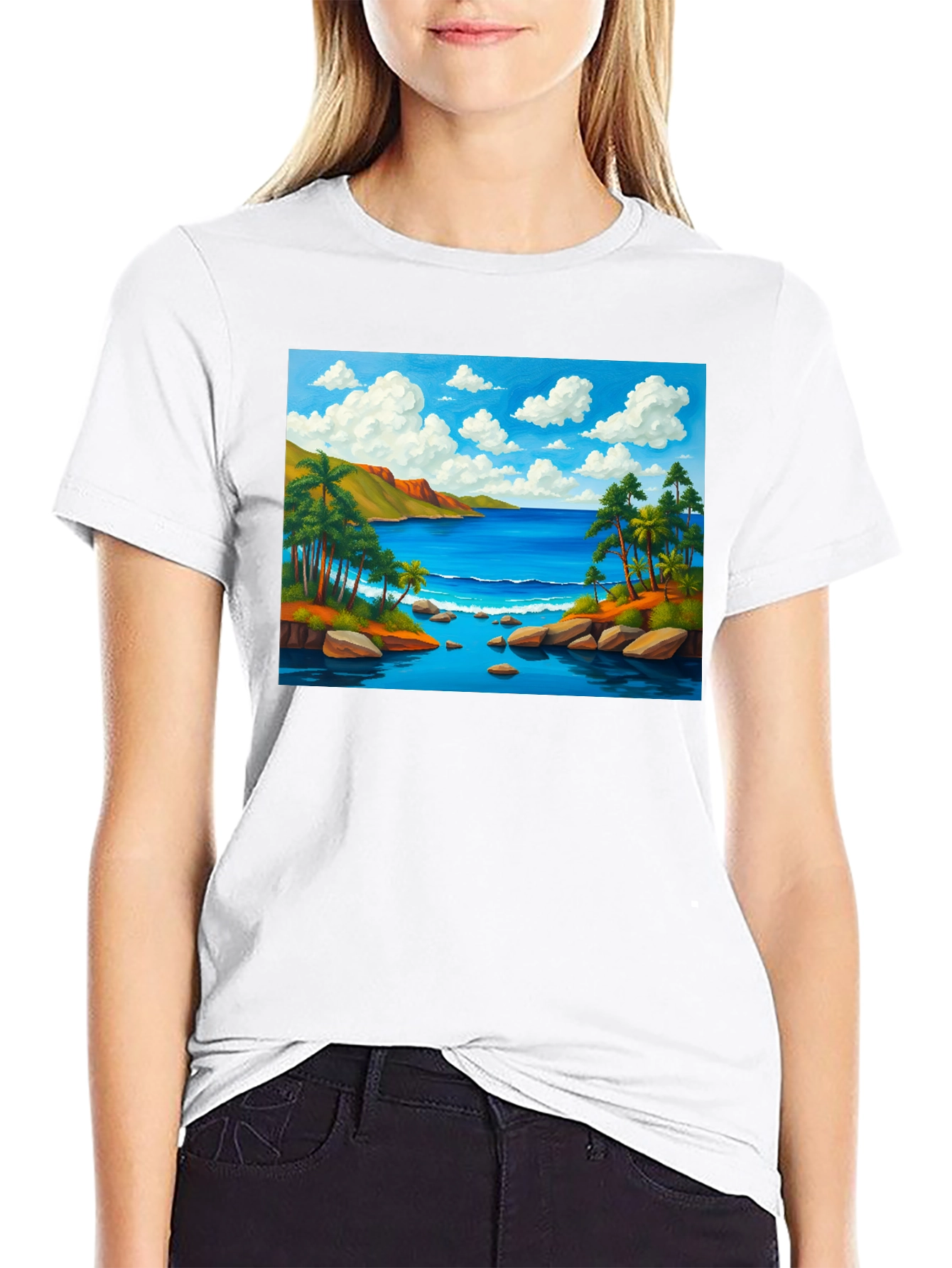 Tropical Beach T-Shirt - Black