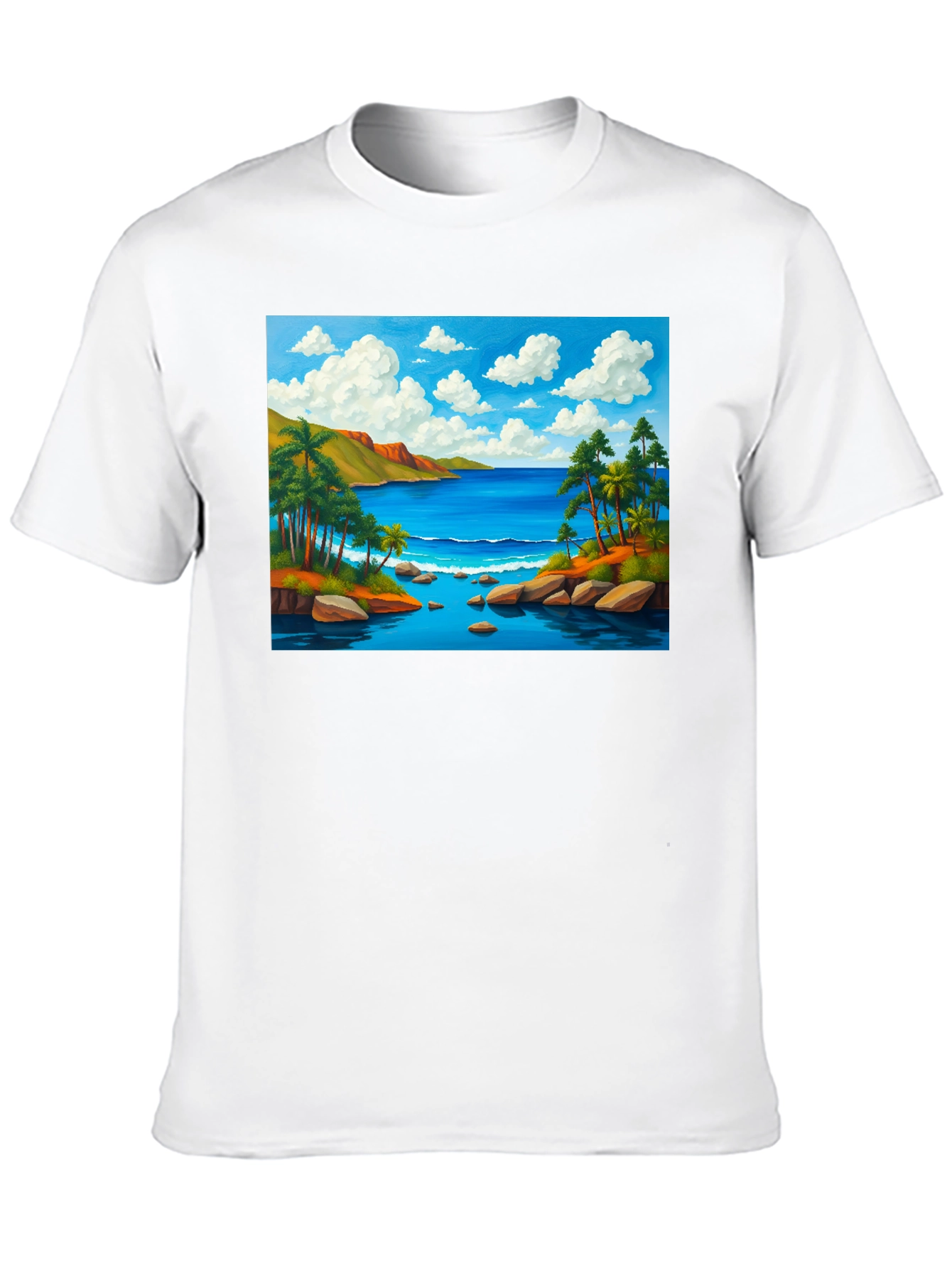 Tropical Beach T-Shirt - Black