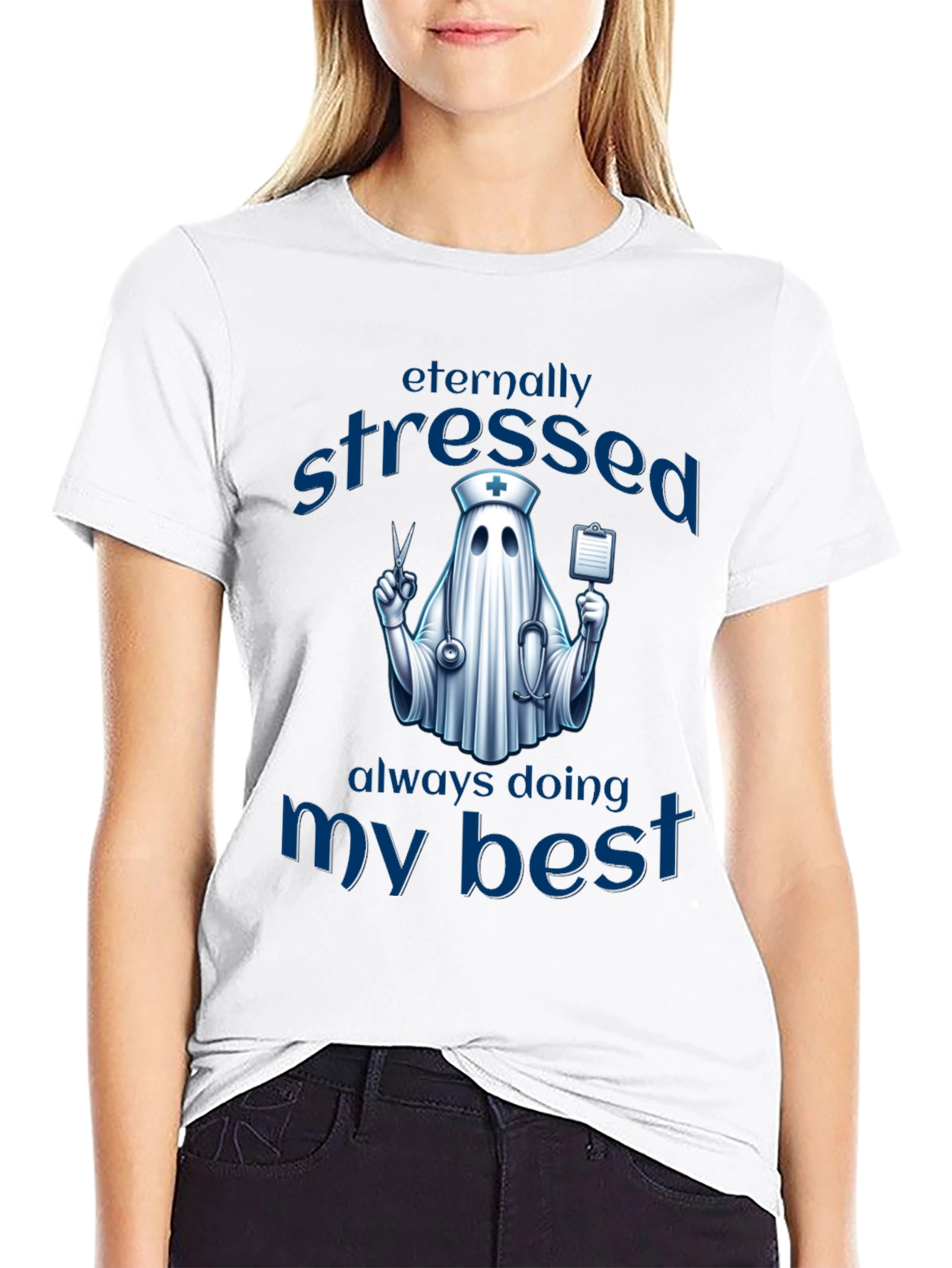 Eternally Stressed Nurse Ghost T-Shirt