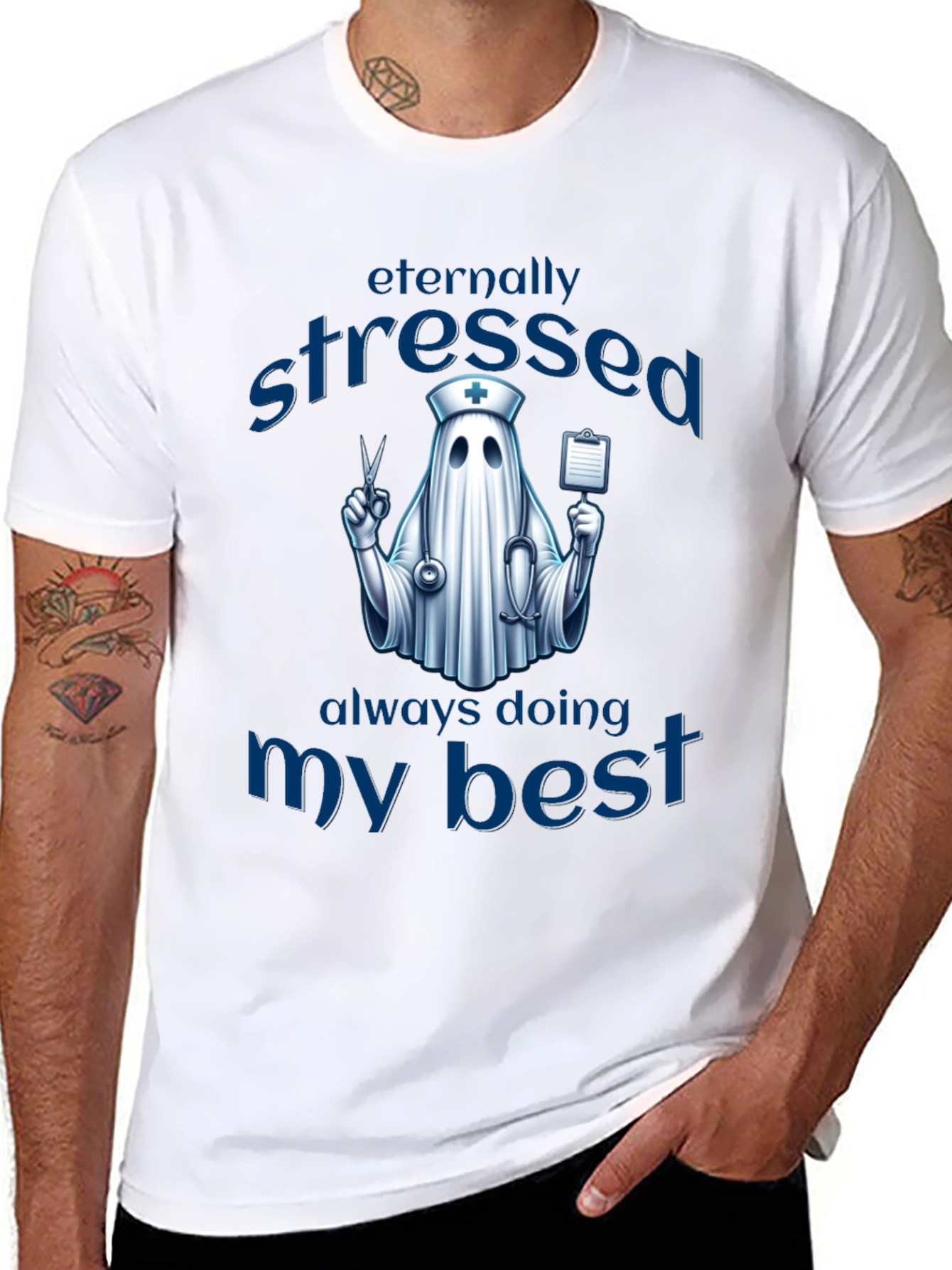 Eternally Stressed Nurse Ghost T-Shirt