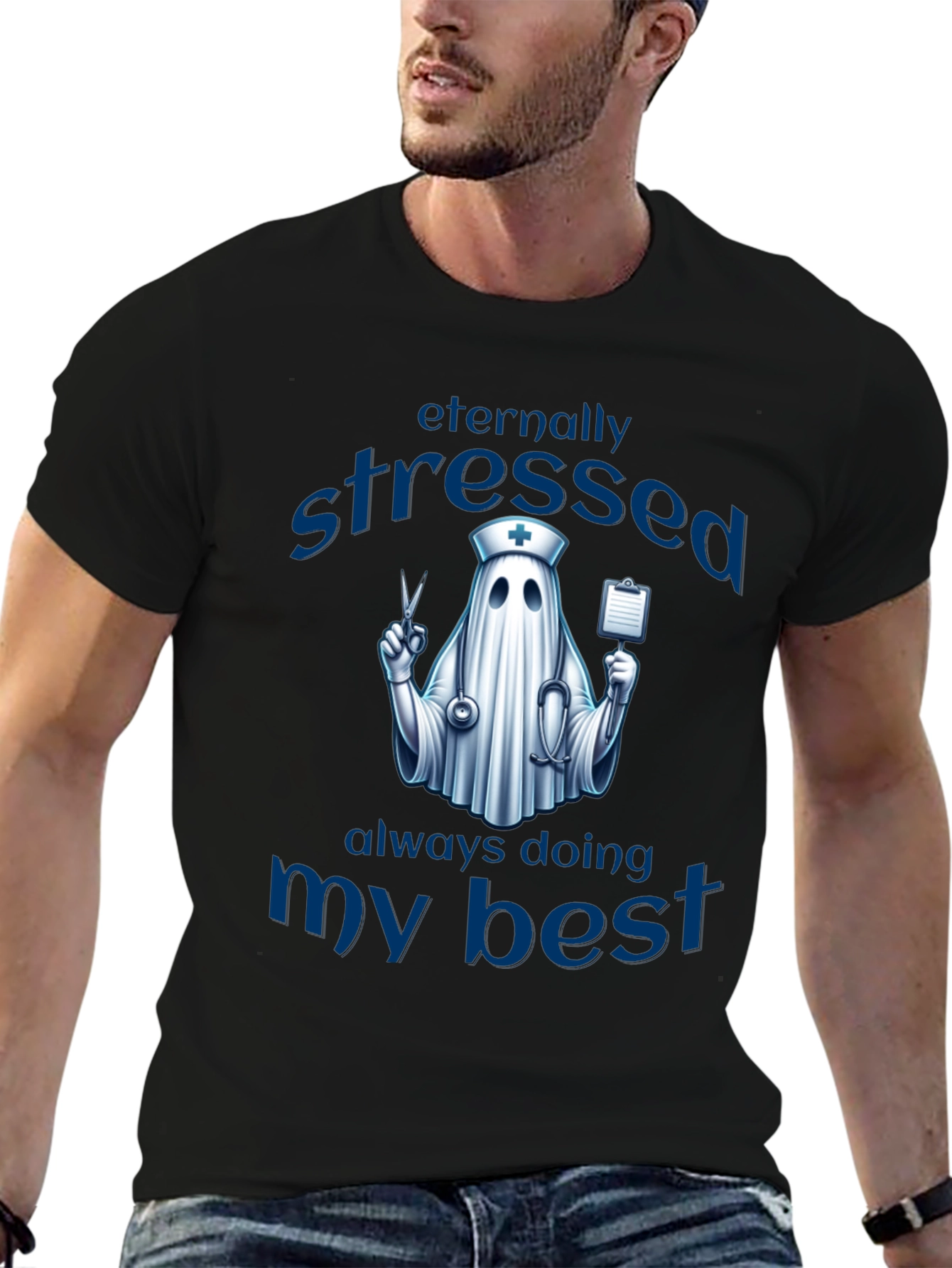 Eternally Stressed Nurse Ghost T-Shirt