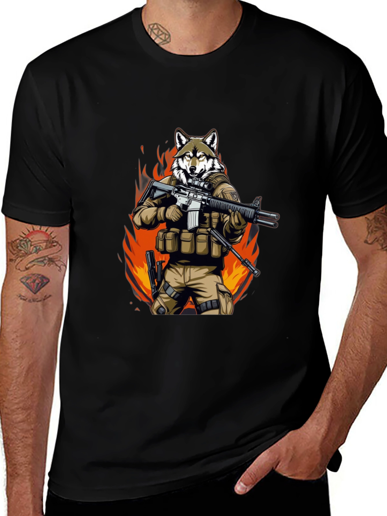 Tactical Wolf T-Shirt - Military Style Graphic Tee