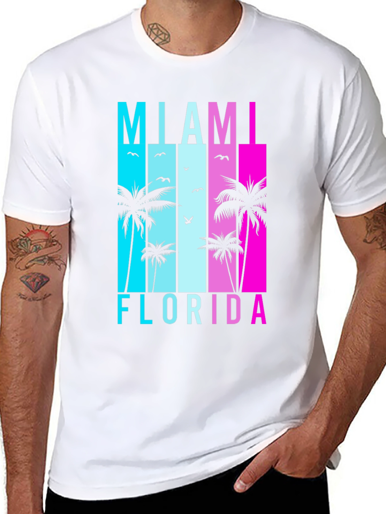 Miami Florida T-Shirt Retro Palm Tree Graphic Tee