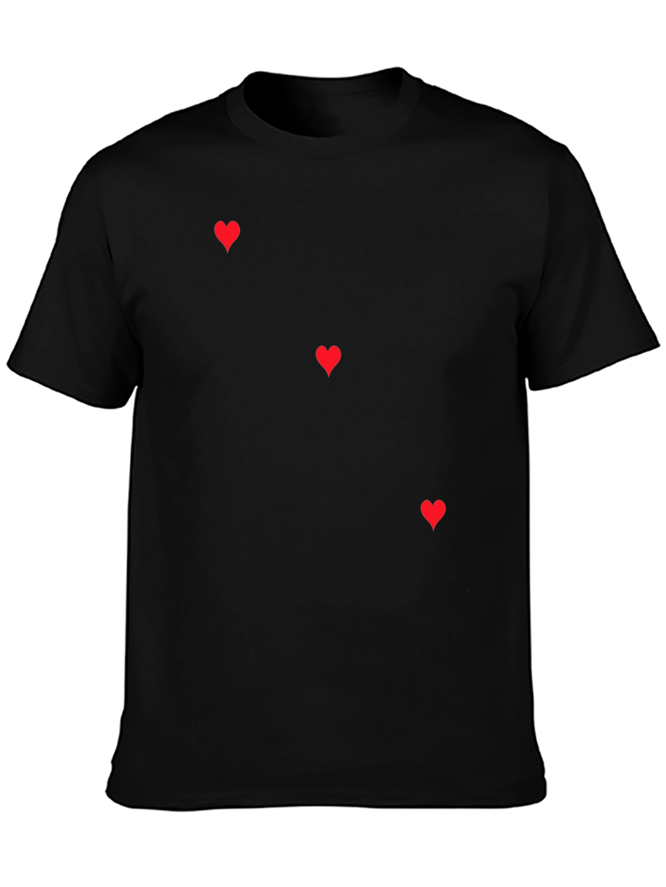 Mens Black T-Shirt with Red Hearts Design