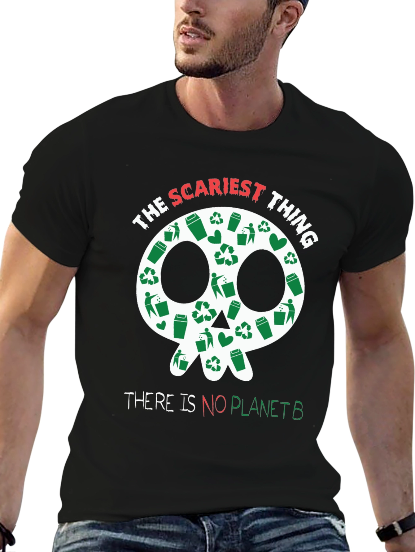 Eco-Friendly Skull Graphic T-Shirt - No Planet B