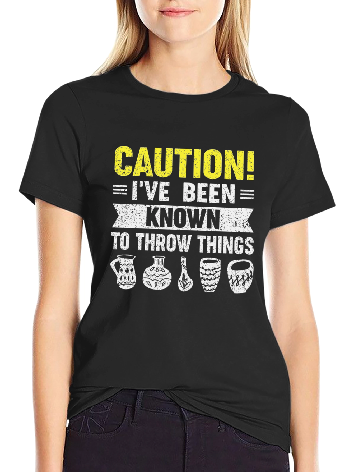 Caution I Throw Things Pottery T-Shirt