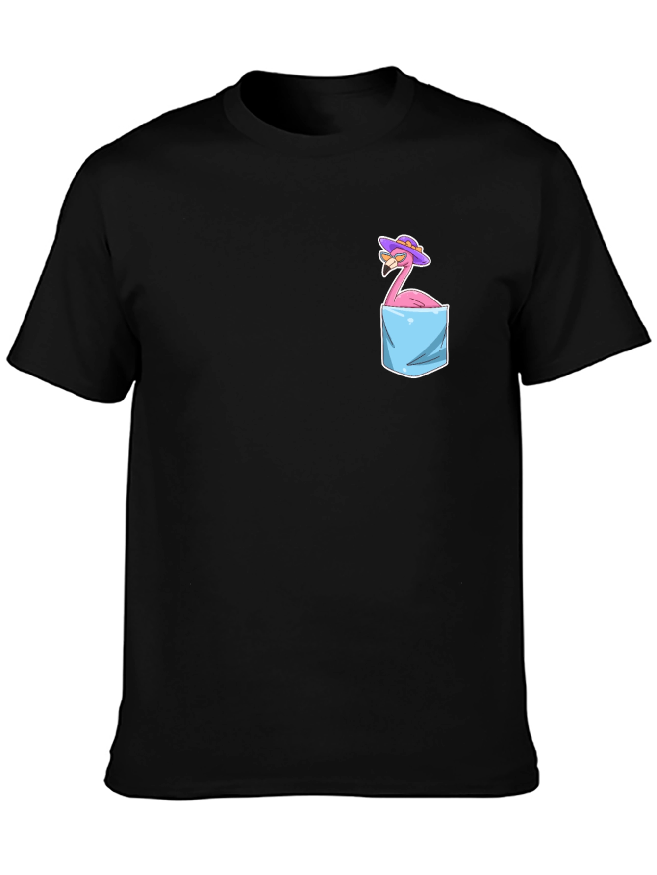 Flamingo Pocket T-Shirt - Tropical Bird Graphic Tee