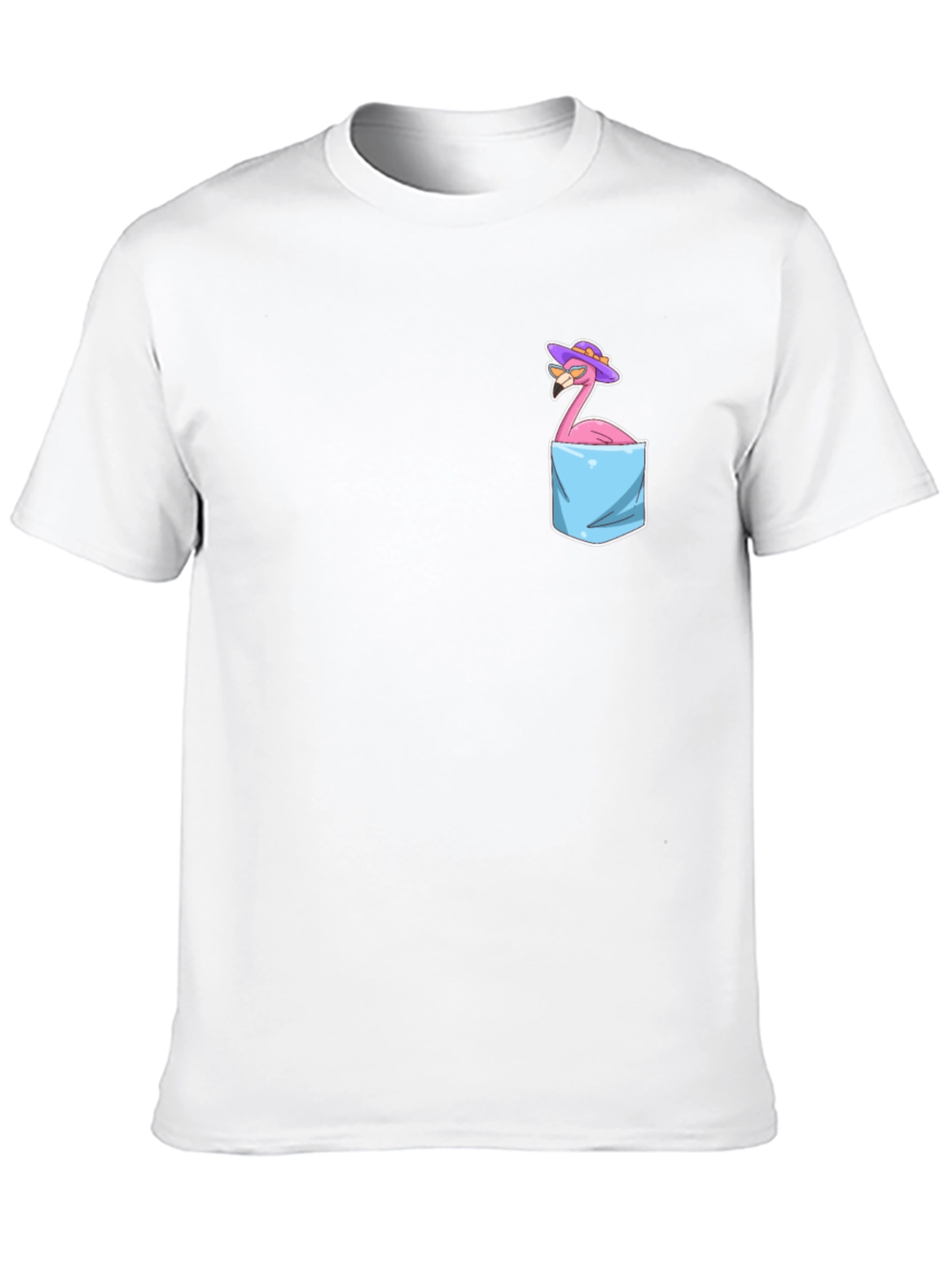 Flamingo Pocket T-Shirt - Tropical Bird Graphic Tee