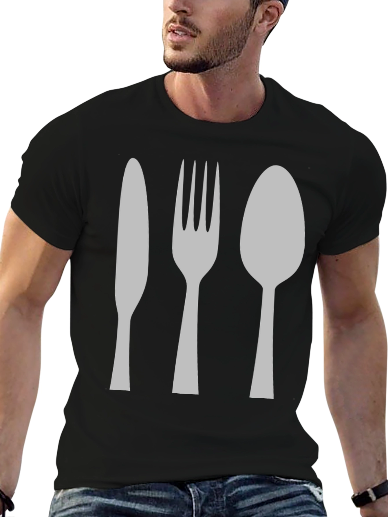 Cutlery Graphic Tee - Knife Fork Spoon Design