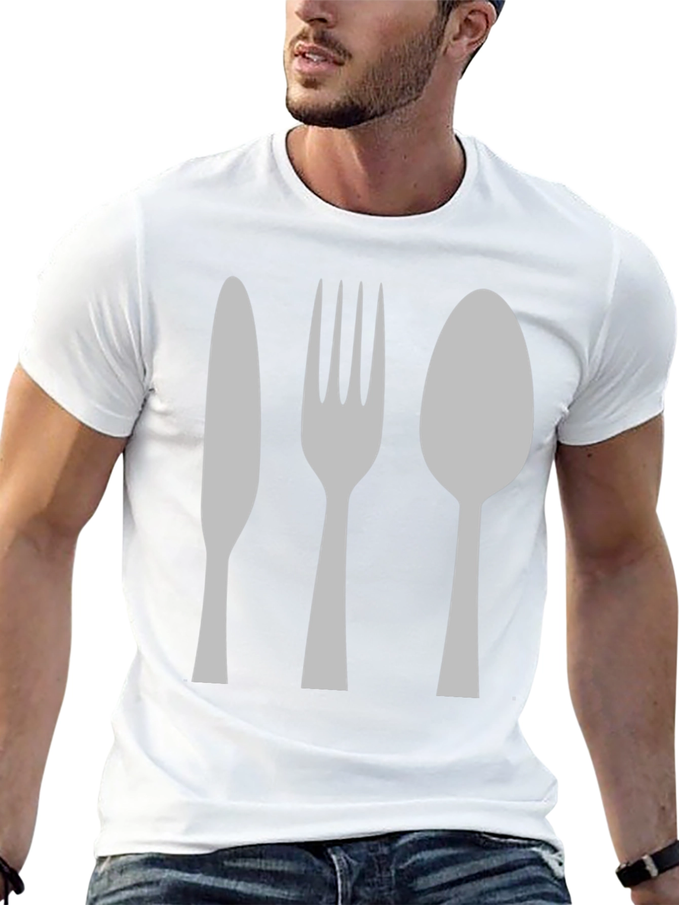 Cutlery Graphic Tee - Knife Fork Spoon Design