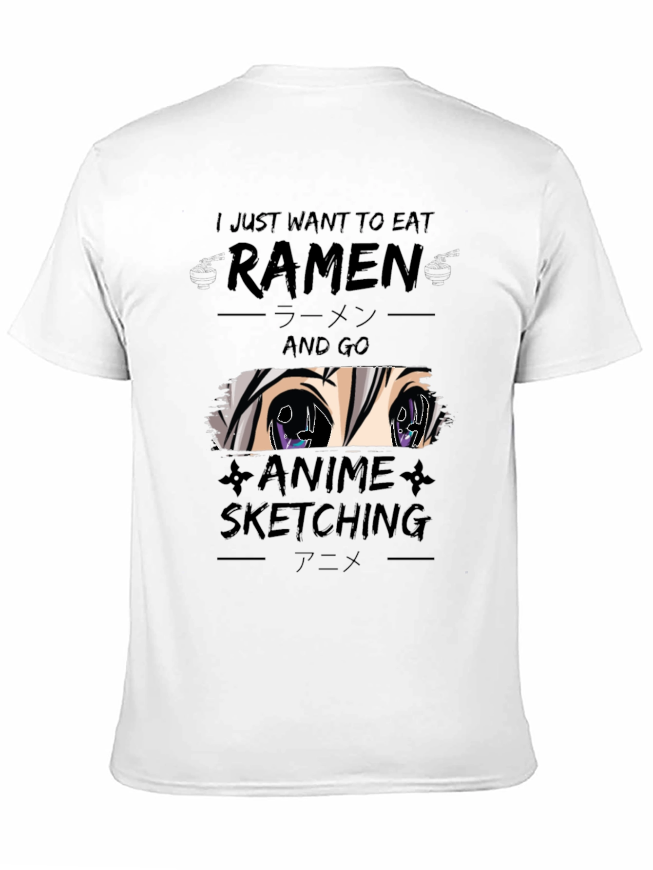 Ramen & Anime Sketching Black T-Shirt