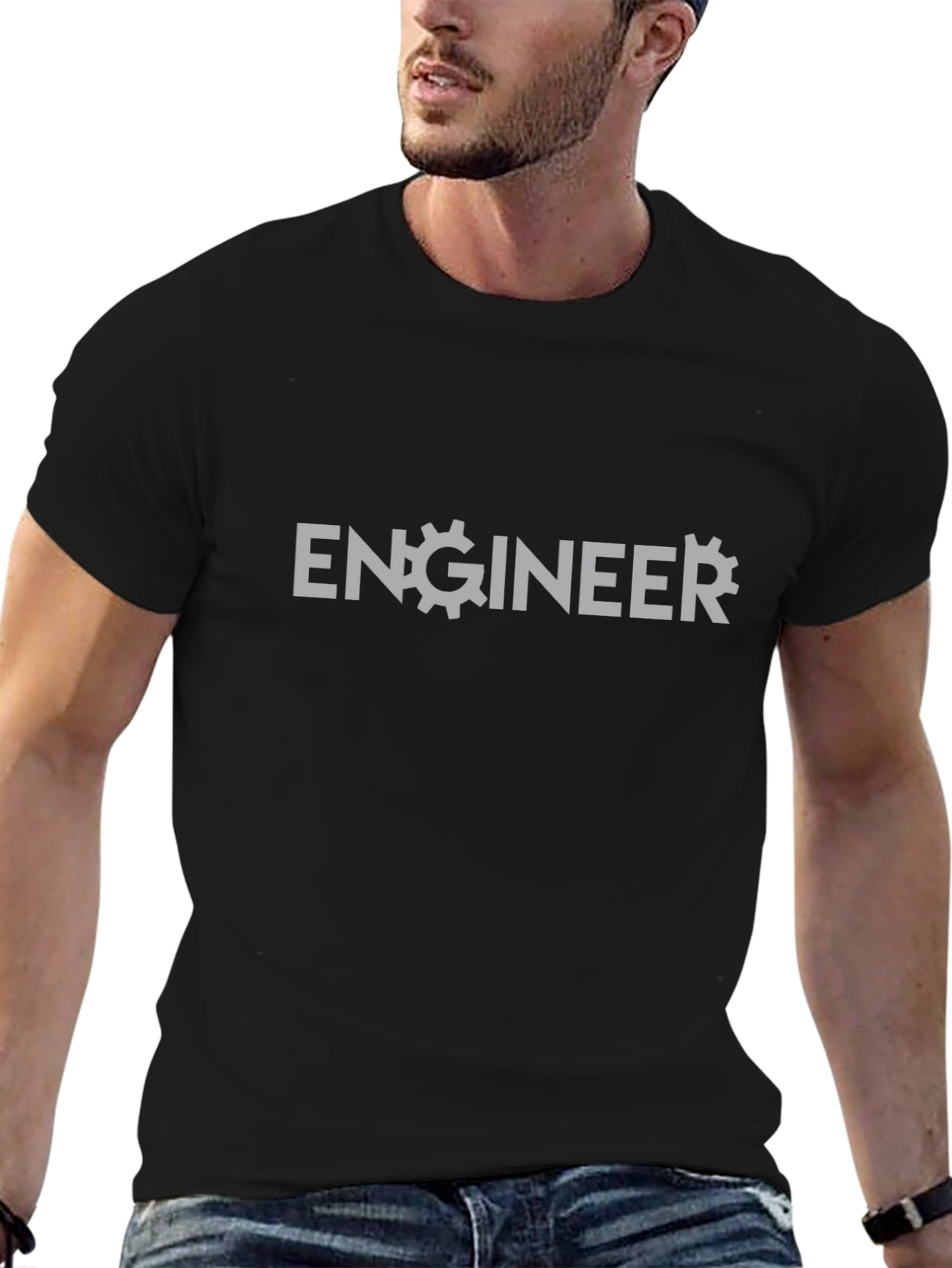 Engineer Gear Graphic T-Shirt - Black Cotton Tee
