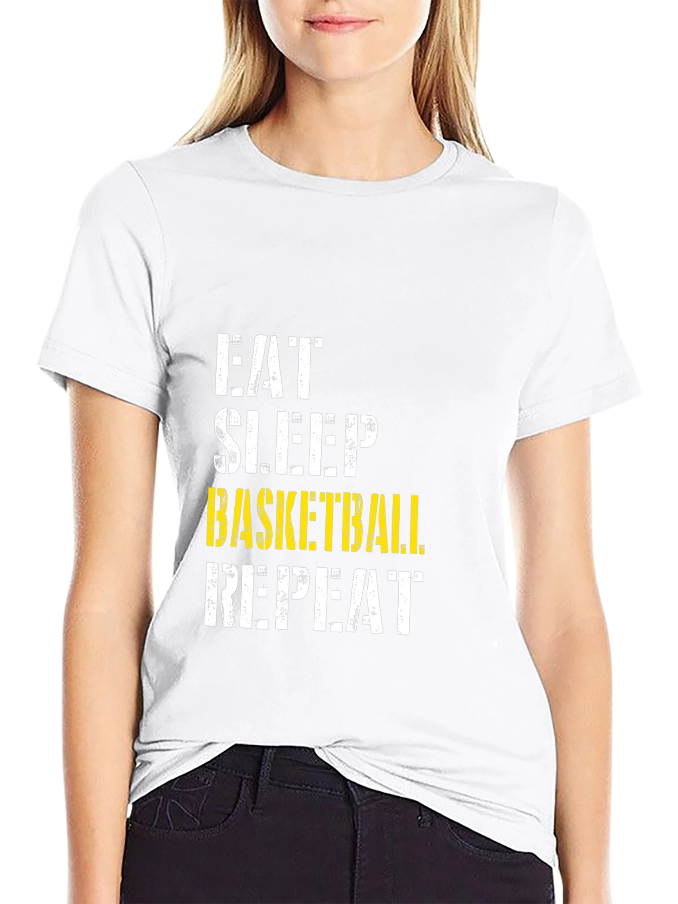 Eat Sleep Basketball Repeat Black Graphic T-Shirt