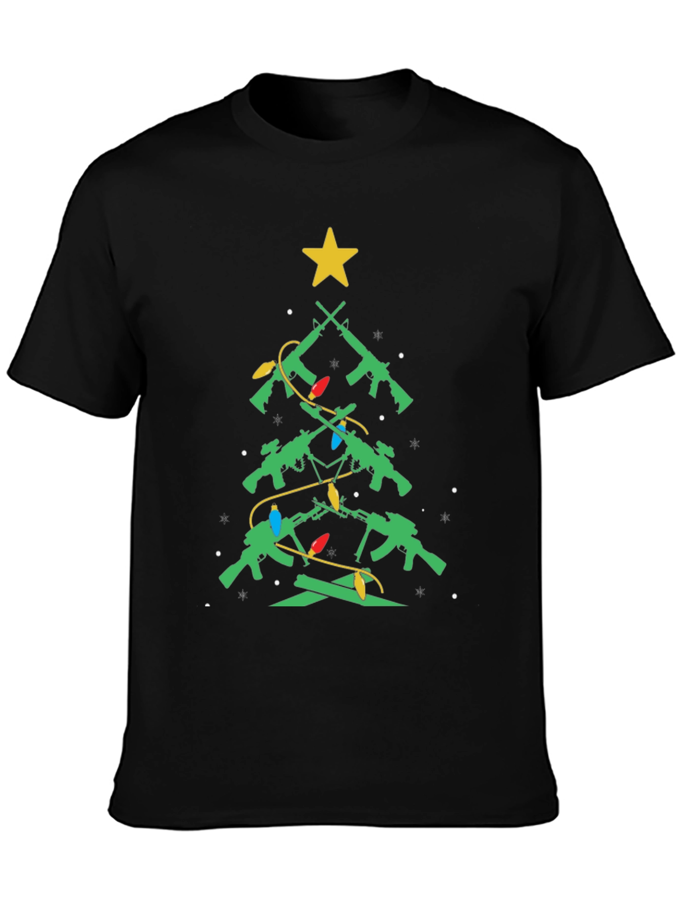 Festive Firearms Christmas Tree Graphic T-Shirt