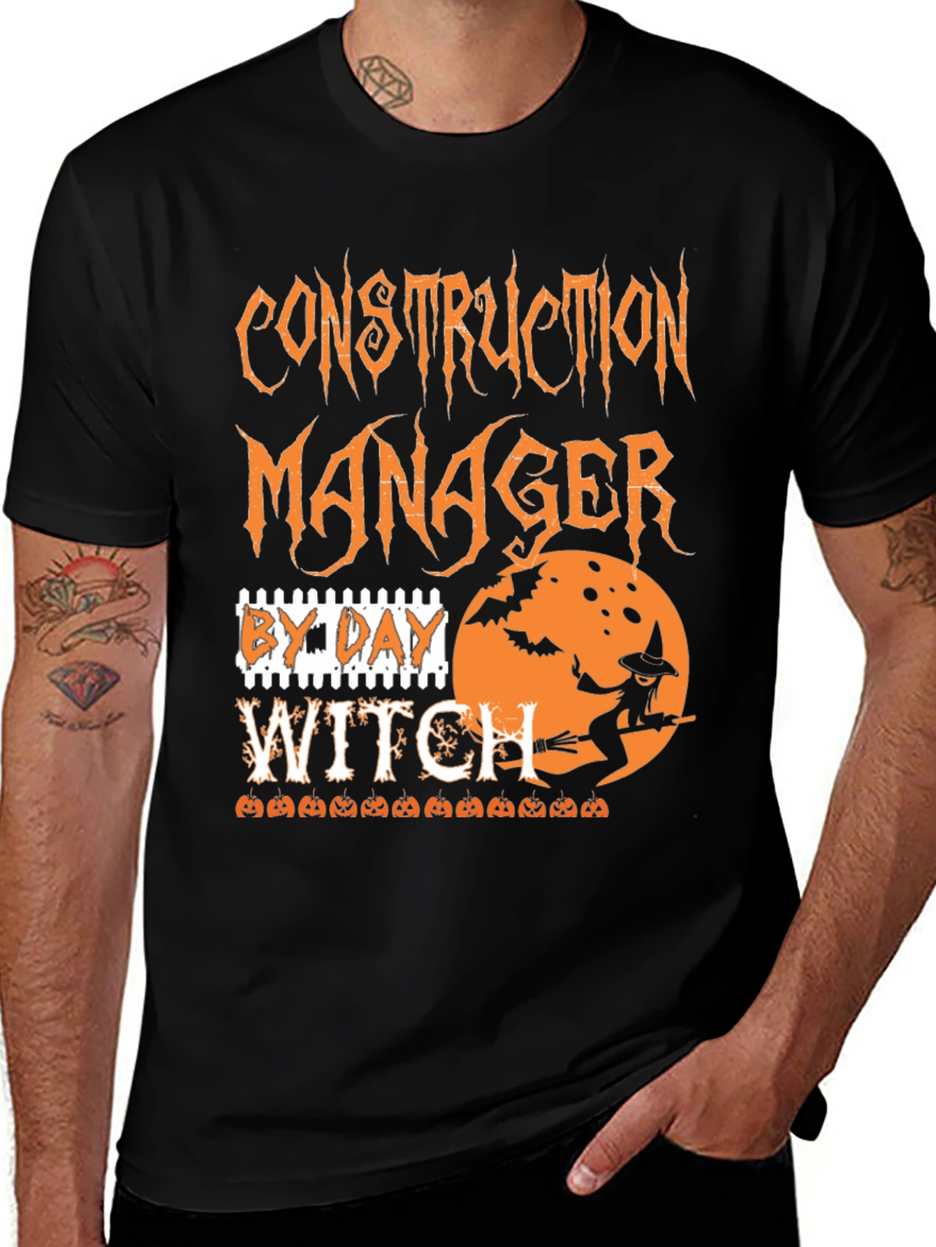 Construction Manager Witch Halloween T-Shirt