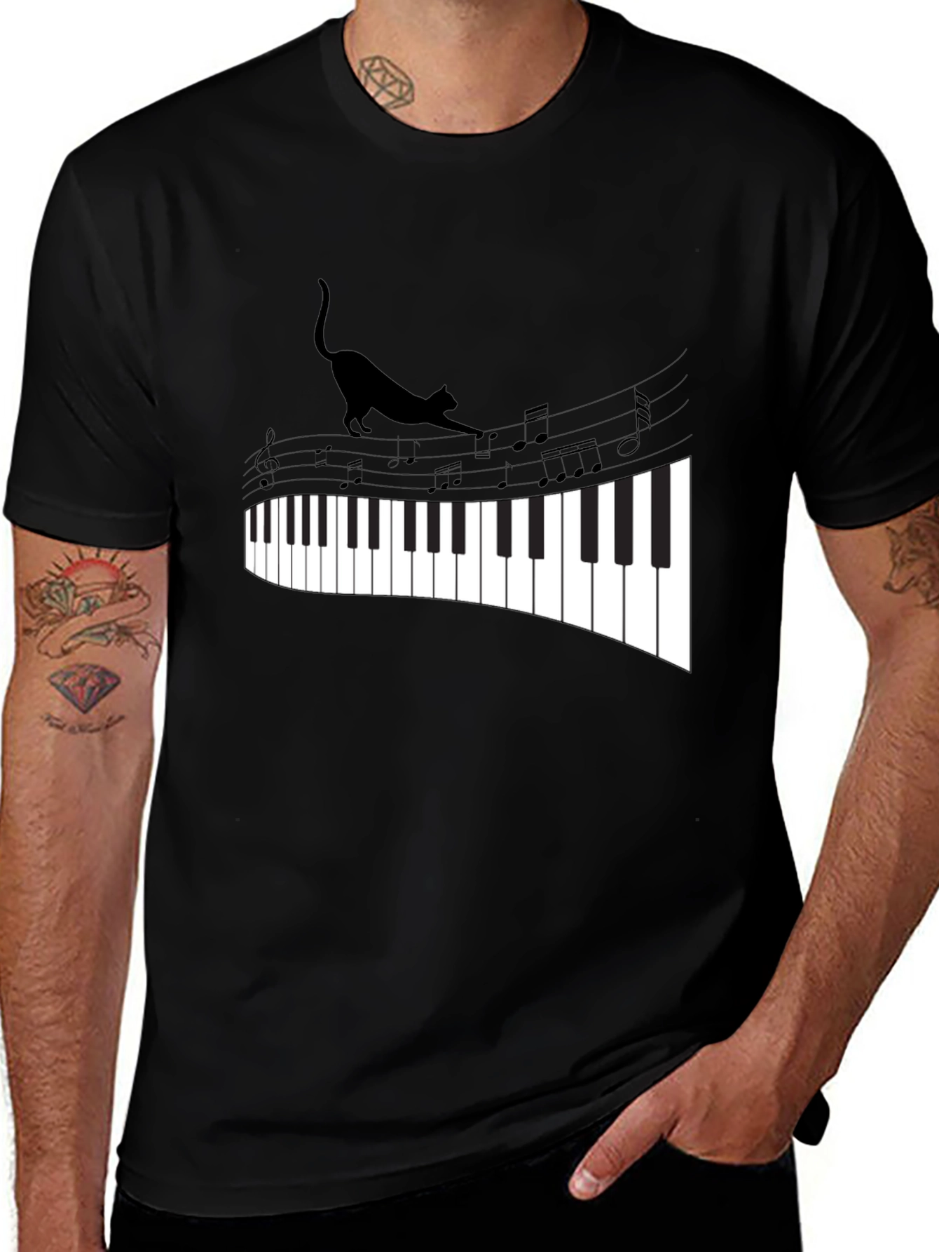 Cat Walking on Piano Keys Unisex T-Shirt