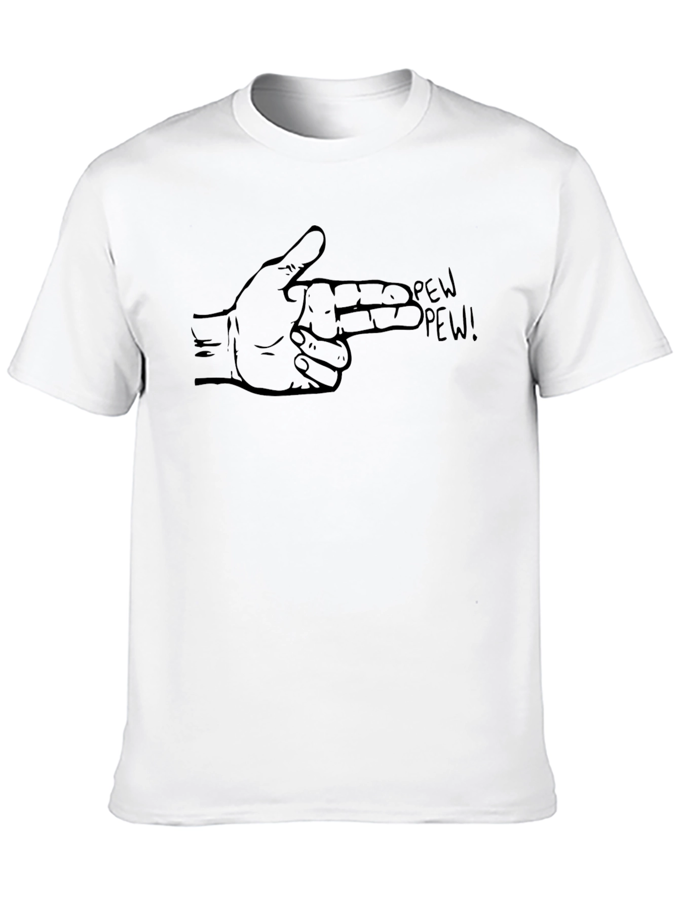Pew Pew Hand Gesture Black T-Shirt