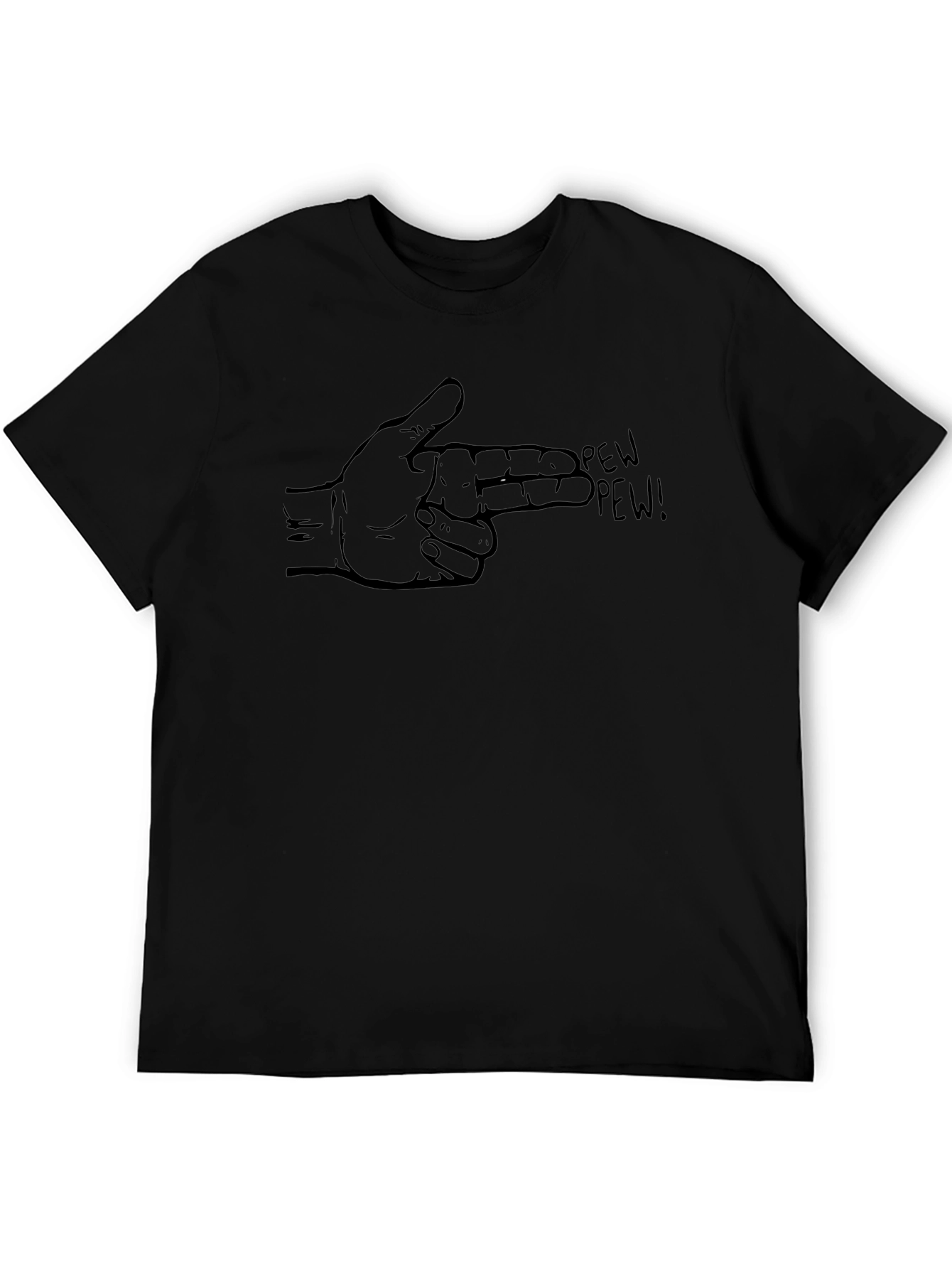 Pew Pew Hand Gesture Black T-Shirt