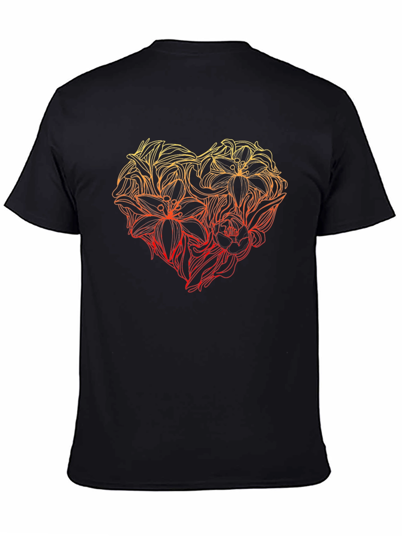 Floral Heart Graphic Tee - Black