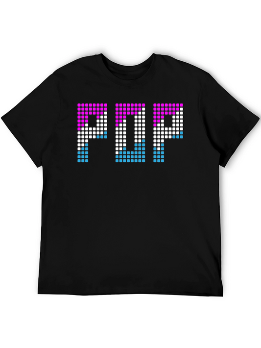 Retro Pixel POP Graphic Tee - Stylish Black Cotton T-Shirt