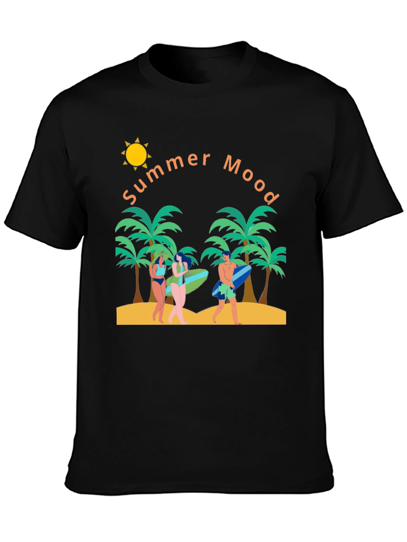 Summer Mood Graphic T-Shirt - Tropical Beach Design