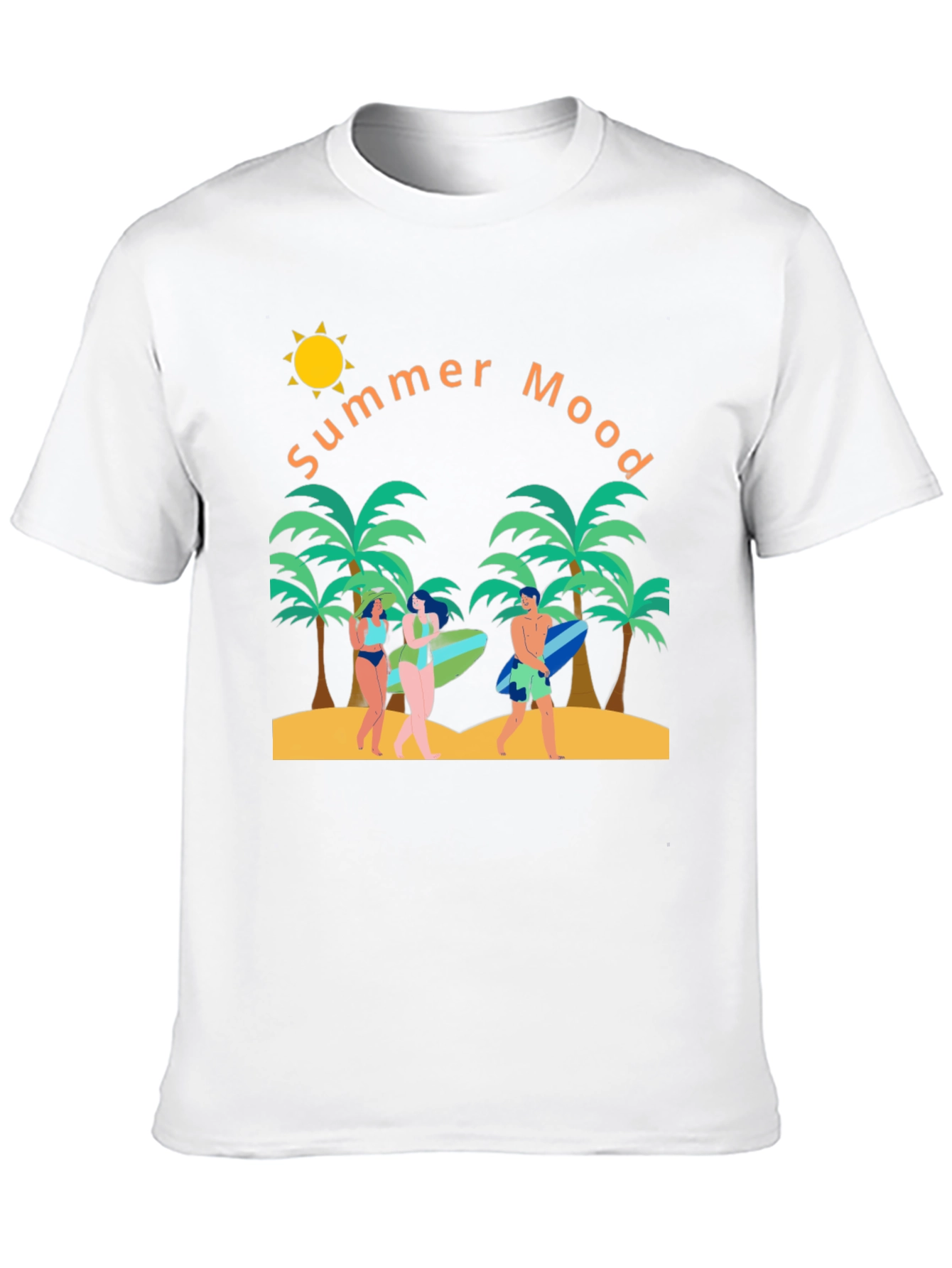Summer Mood Graphic T-Shirt - Tropical Beach Design