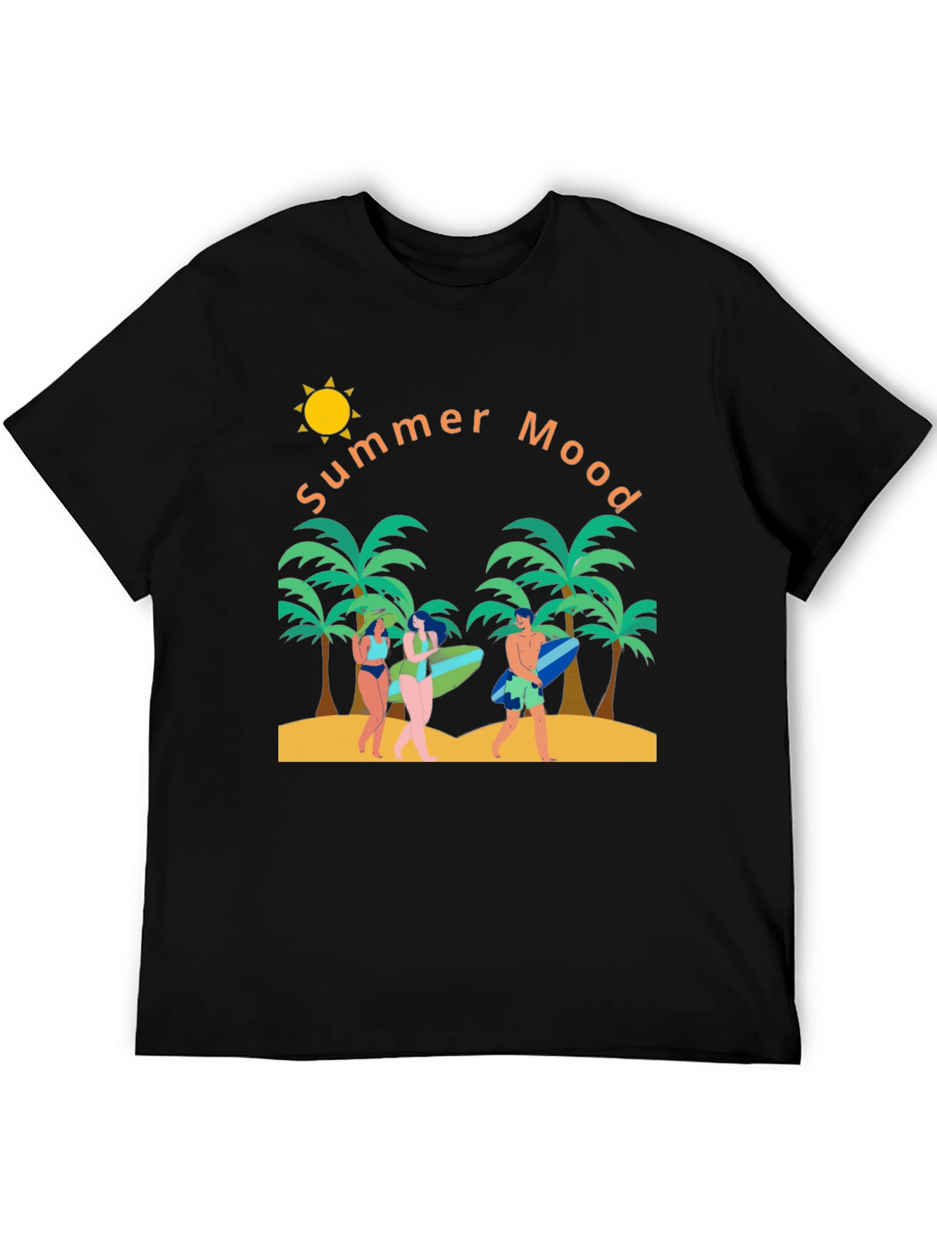 Summer Mood Graphic T-Shirt - Tropical Beach Design
