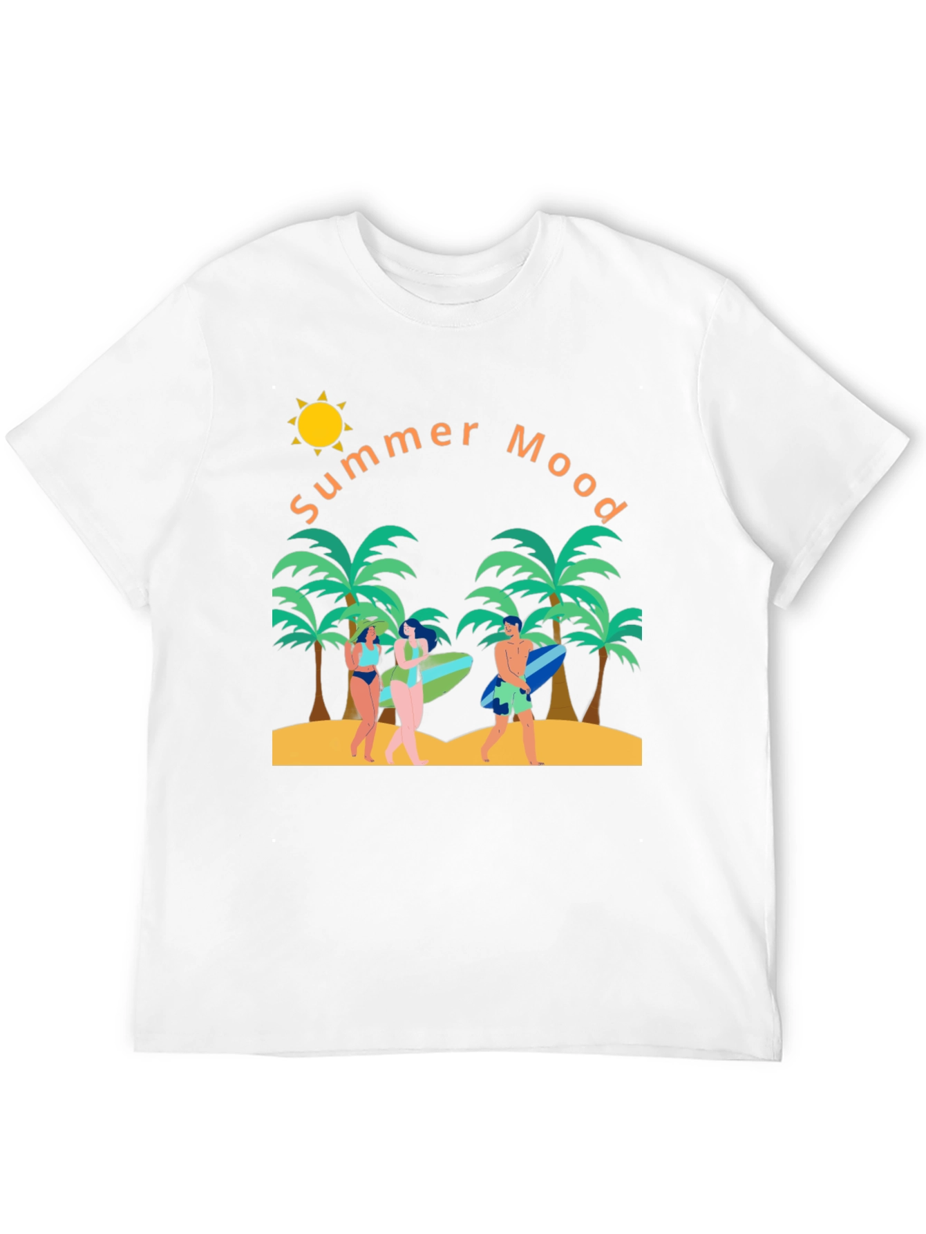 Summer Mood Graphic T-Shirt - Tropical Beach Design