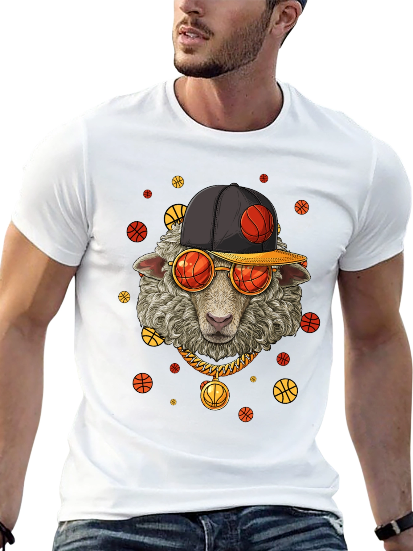 Basketball Sheep Graphic T-Shirt