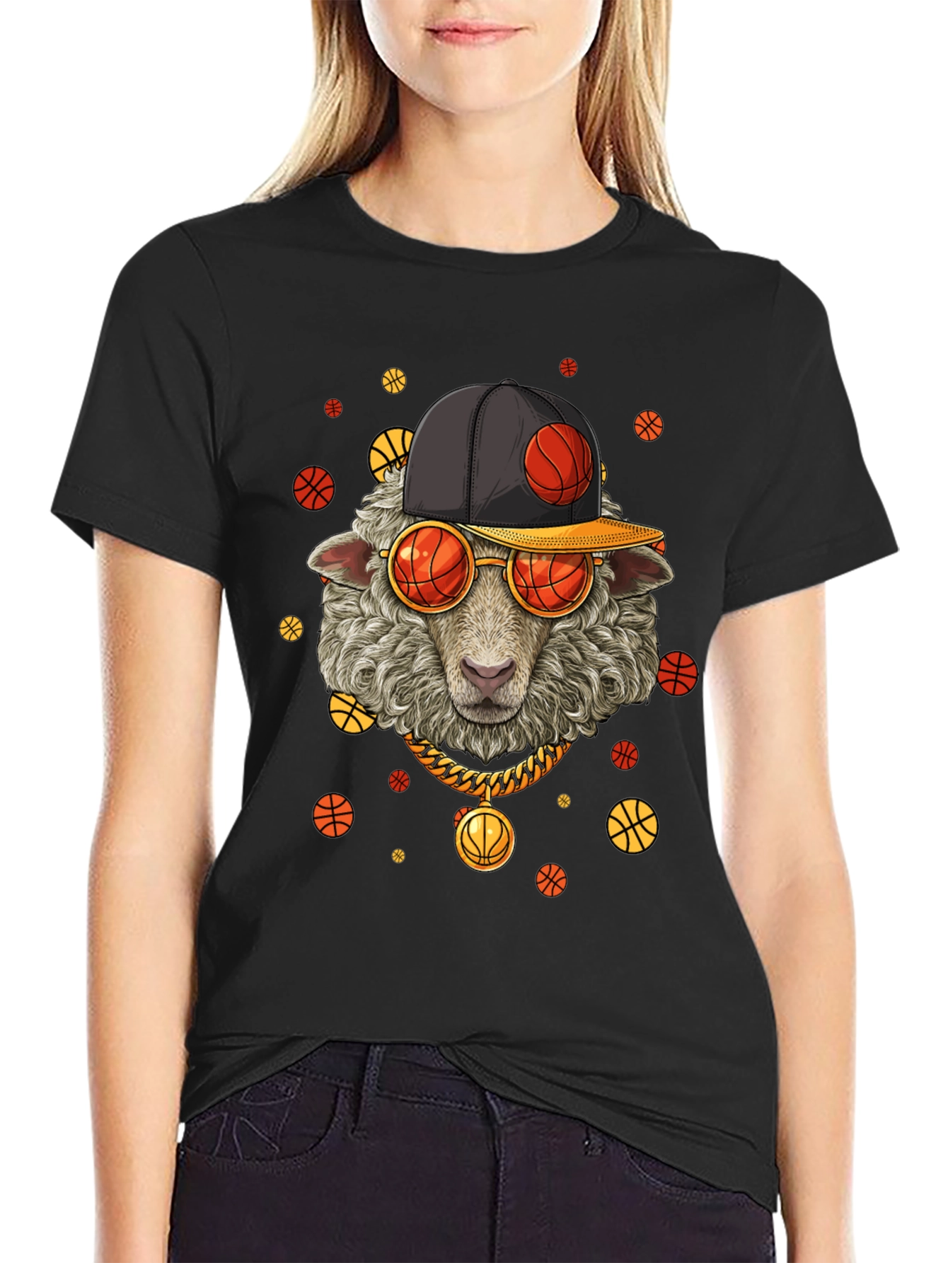 Basketball Sheep Graphic T-Shirt