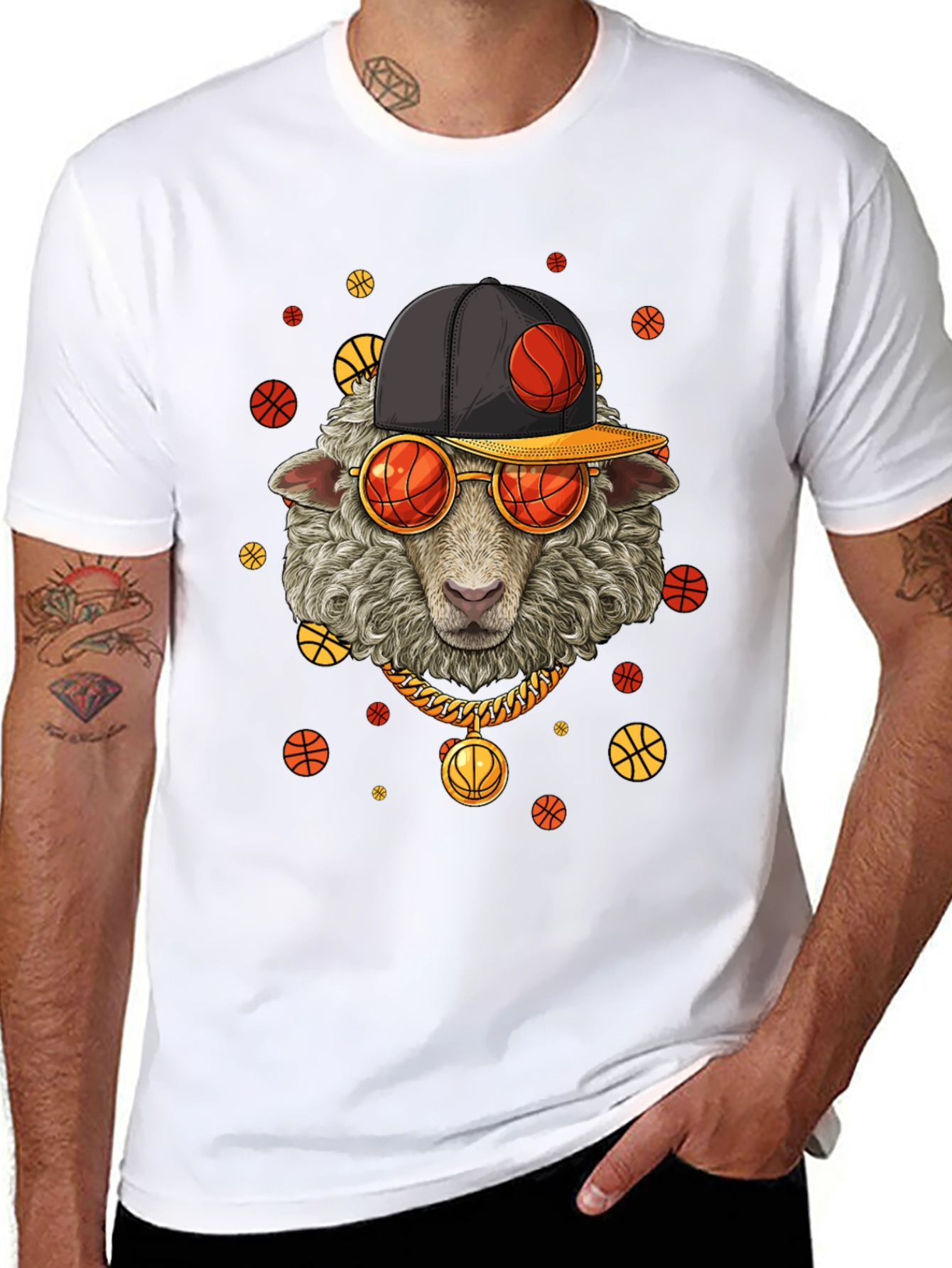 Basketball Sheep Graphic T-Shirt