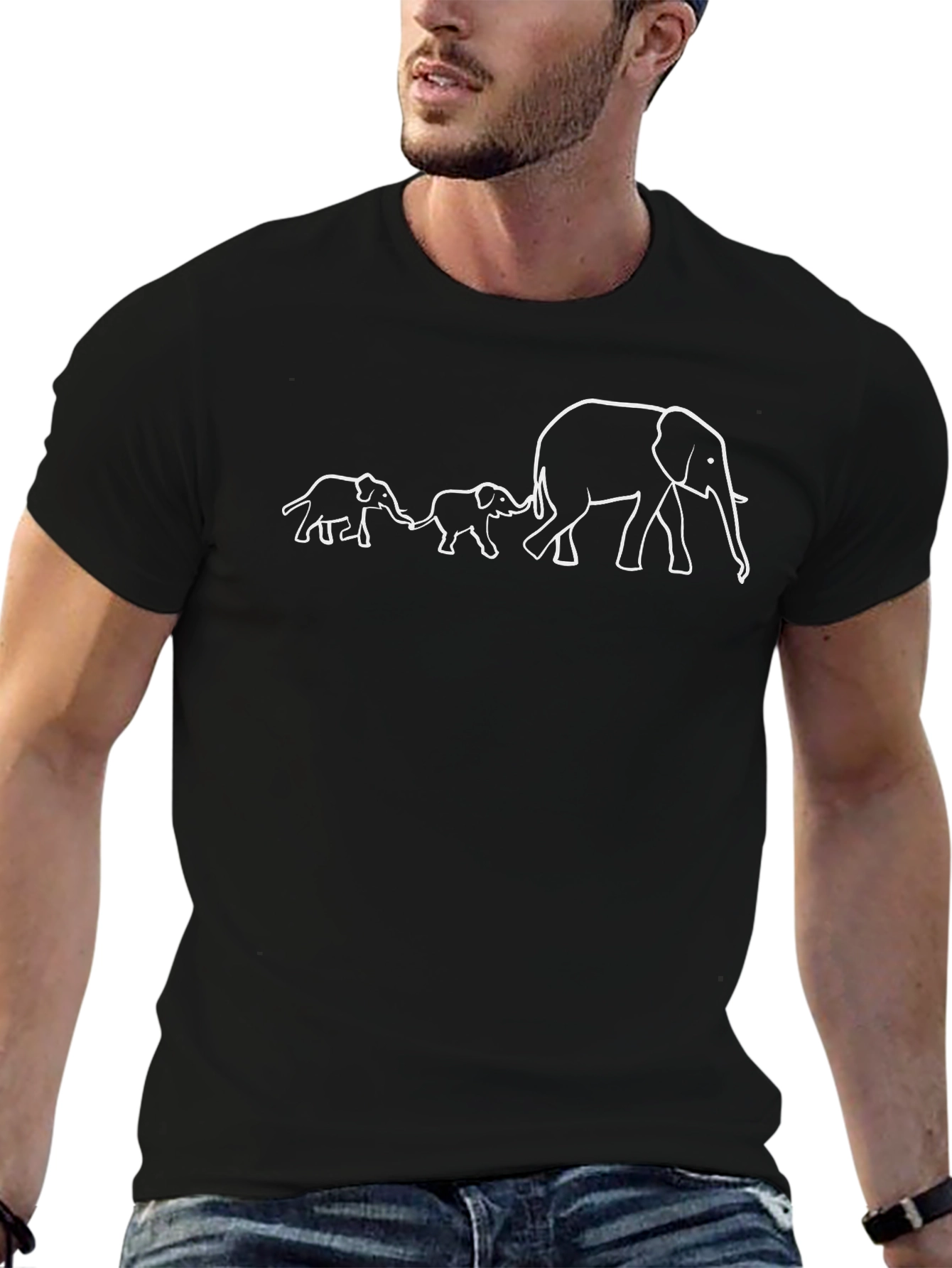 Elephant Family Graphic Tee - Cute Animal Design