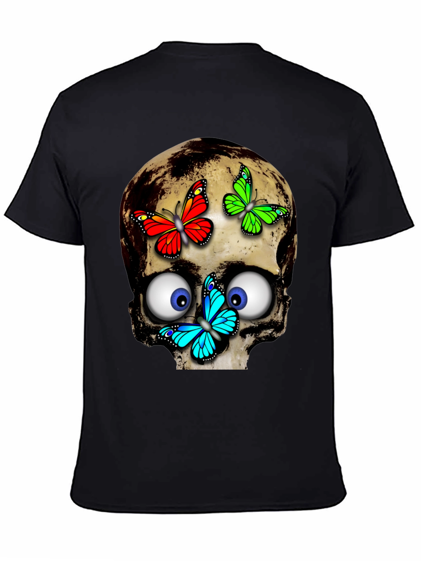 Skull & Butterflies Graphic Tee - Black