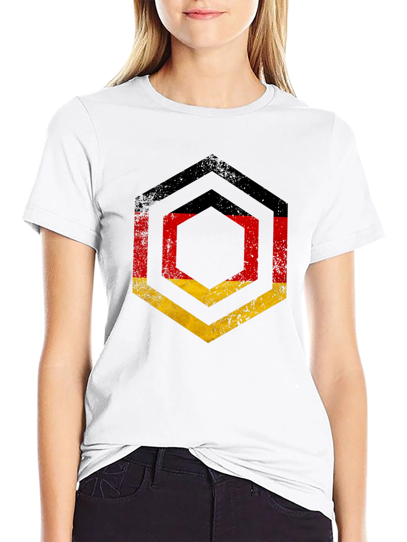 German Flag Hexagon Graphic T-Shirt