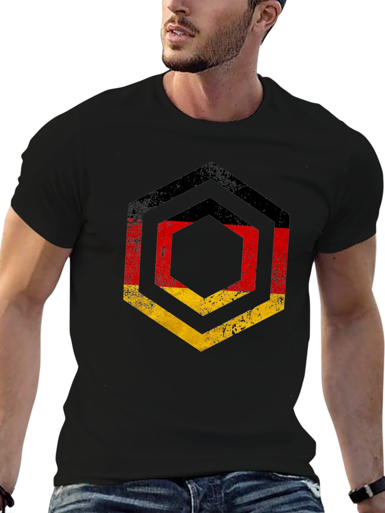 German Flag Hexagon Graphic T-Shirt
